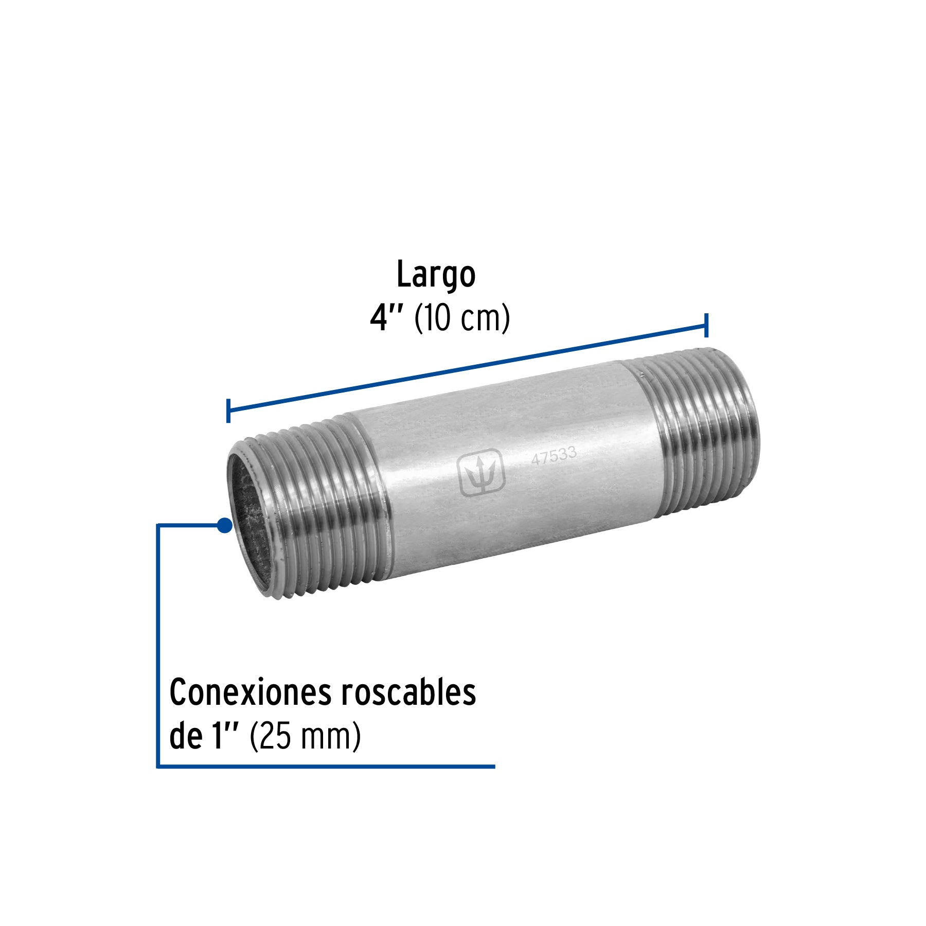 Niple de acero galvanizado 1" x 4", FOSET