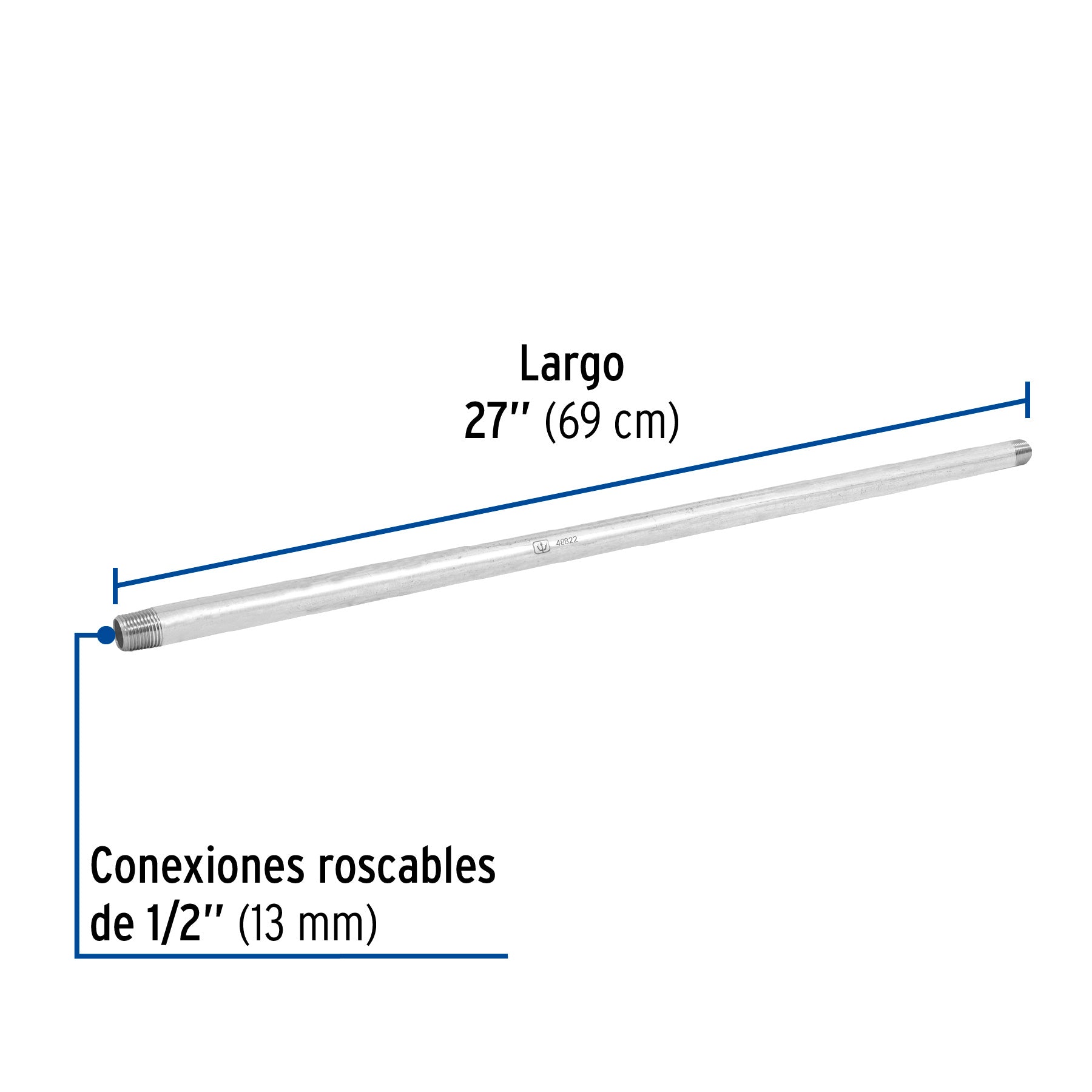 Niple de acero galvanizado 1/2 x 27", FOSET