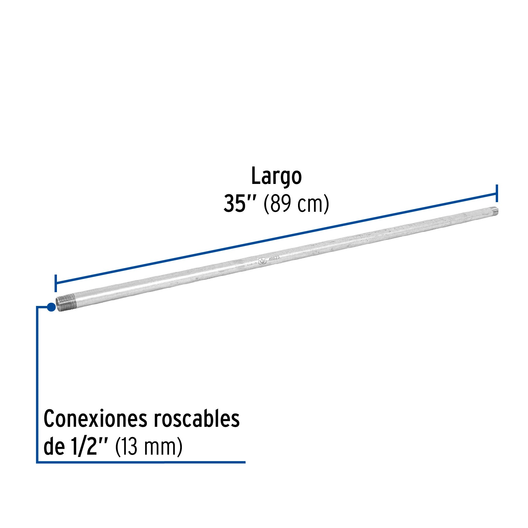 Niple de acero galvanizado 1/2 x 35", FOSET