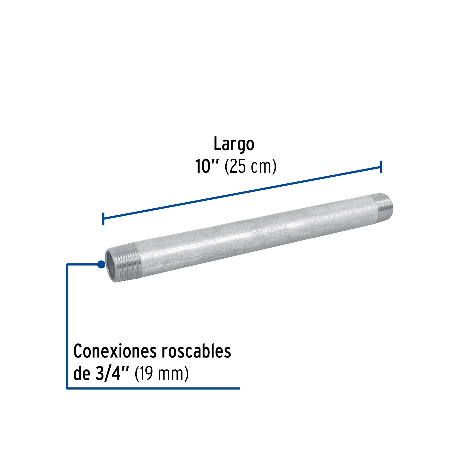 Niple de acero galvanizado 3/4 x 10", FOSET