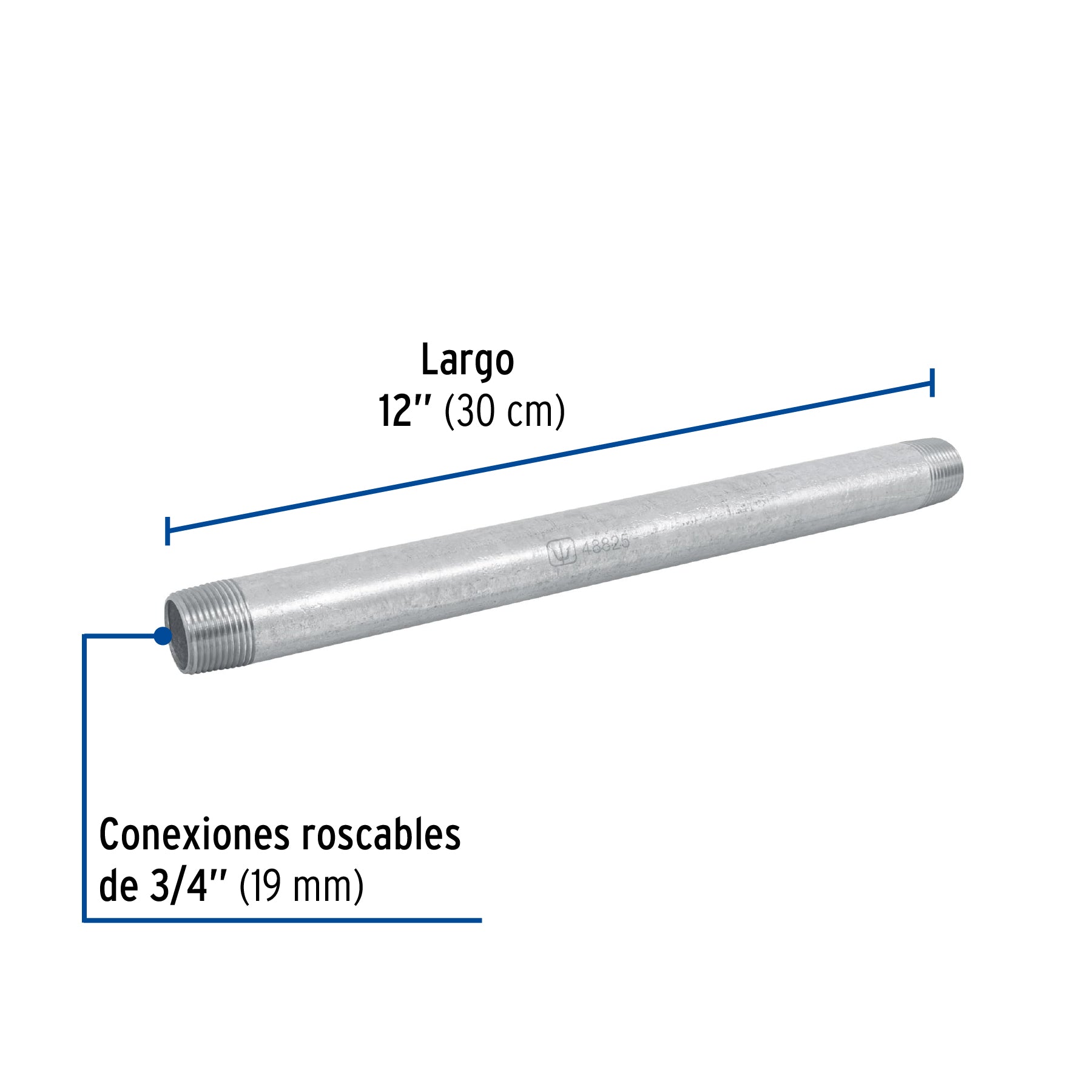 Niple de acero galvanizado 3/4 x 12", FOSET