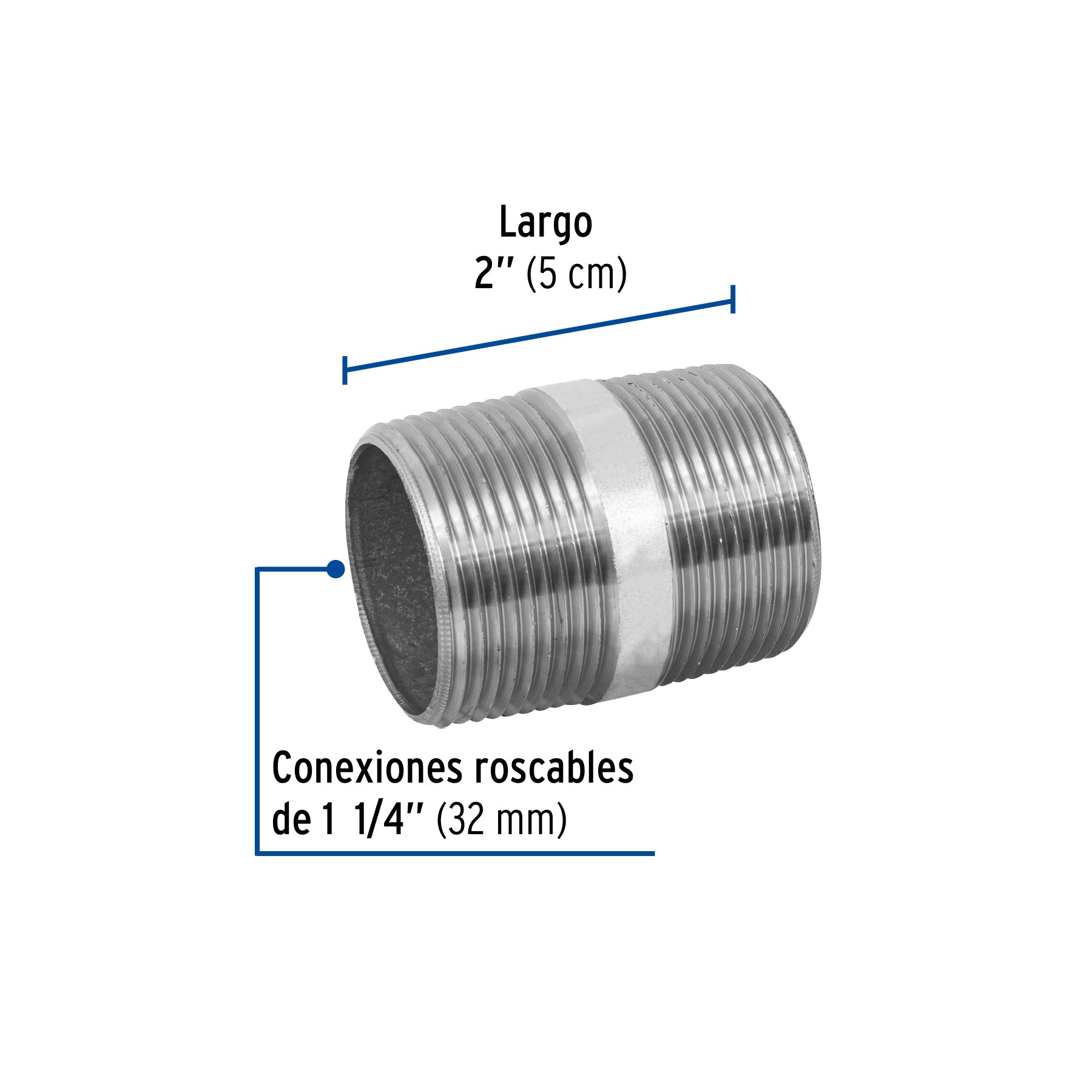 Niple de acero galvanizado 1-1/4 x 2", FOSET
