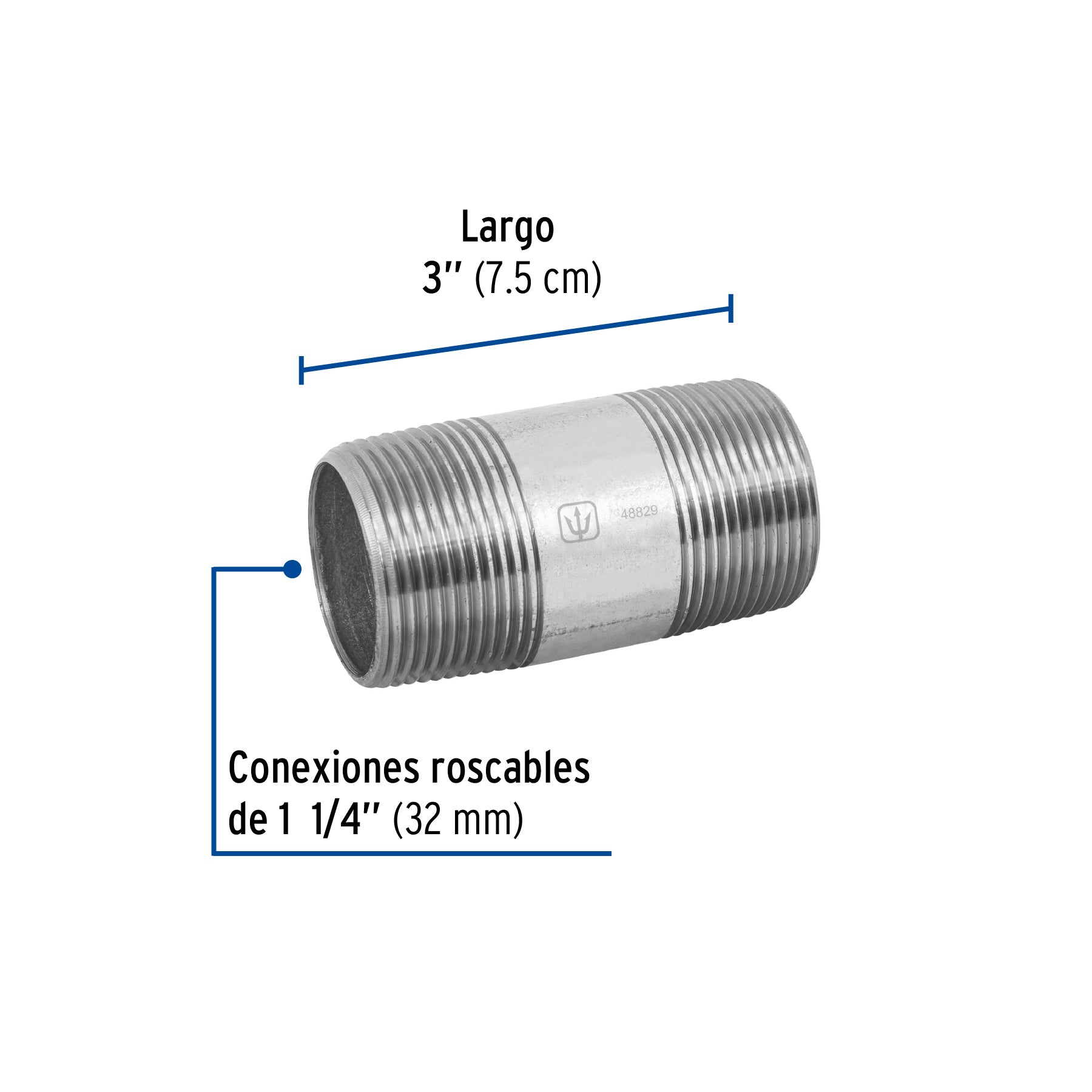 Niple de acero galvanizado 1-1/4 x 3", FOSET