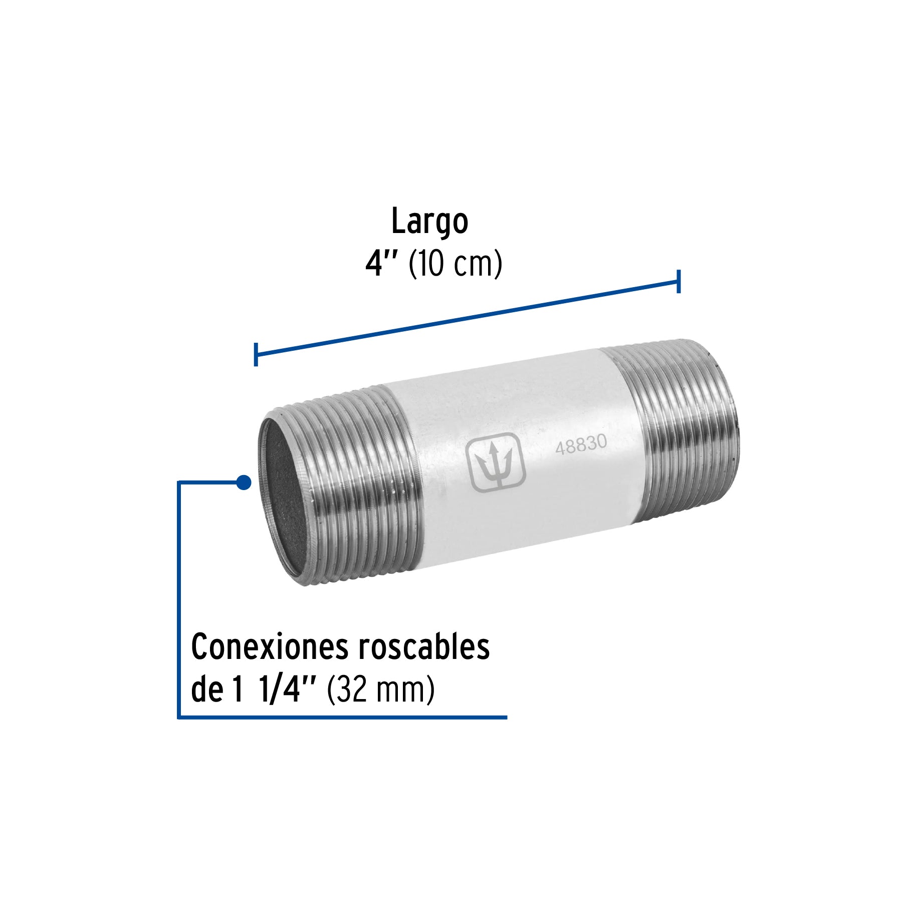 Niple de acero galvanizado 1-1/4 x 4", FOSET