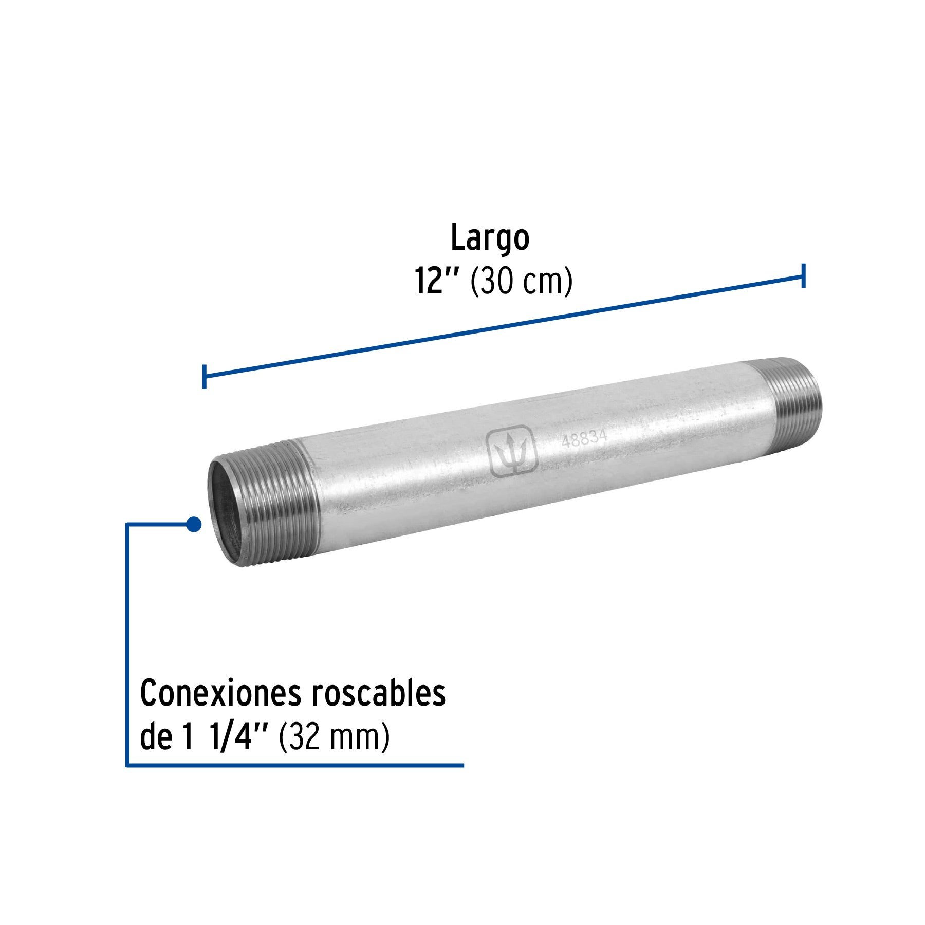 Niple de acero galvanizado 1-1/4 x 12", FOSET