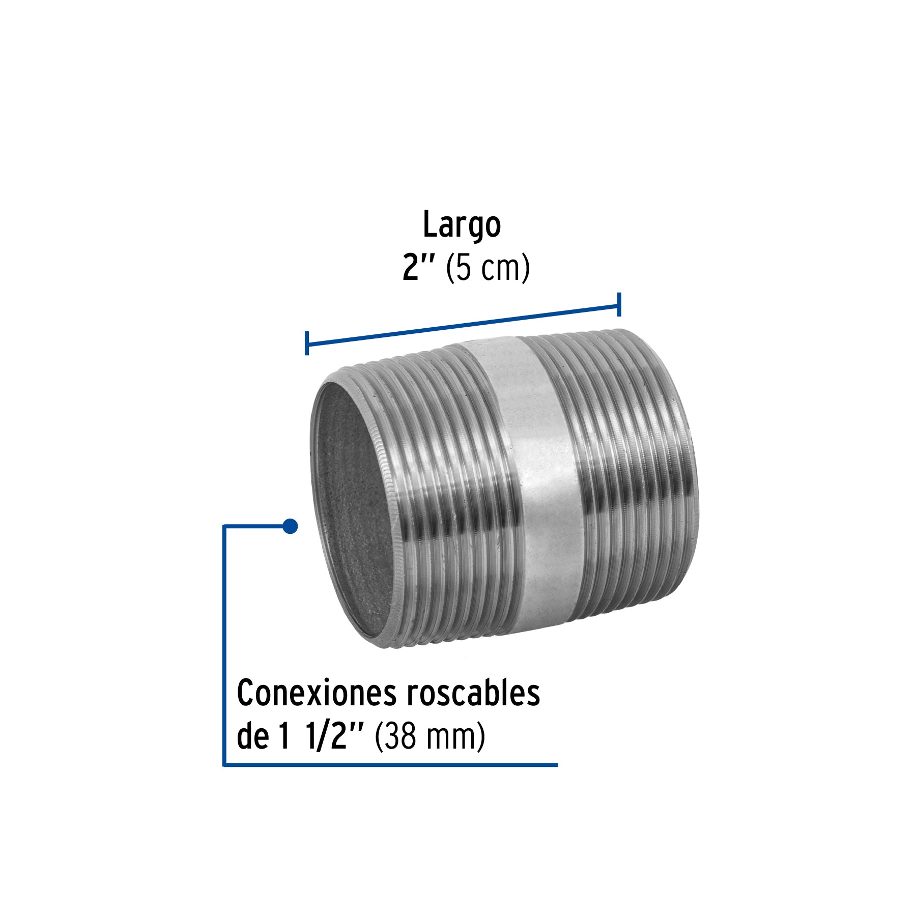 Niple de acero galvanizado 1-1/2 x 2", FOSET