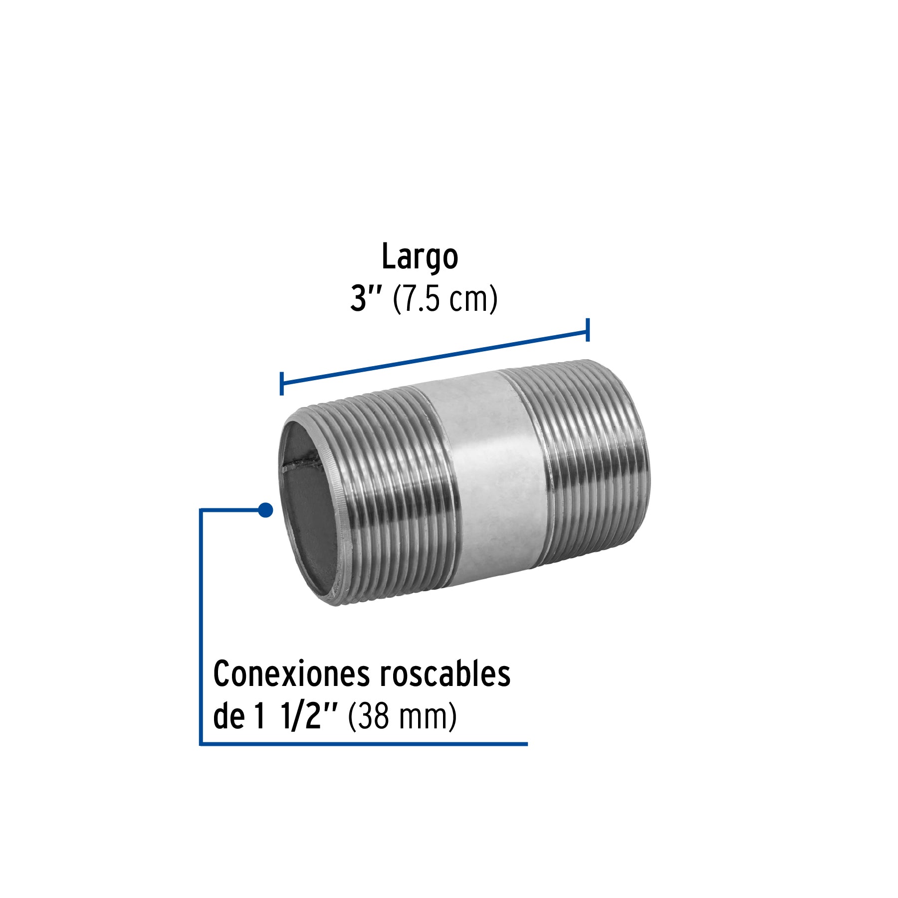 Niple de acero galvanizado 1-1/2 x 3", FOSET