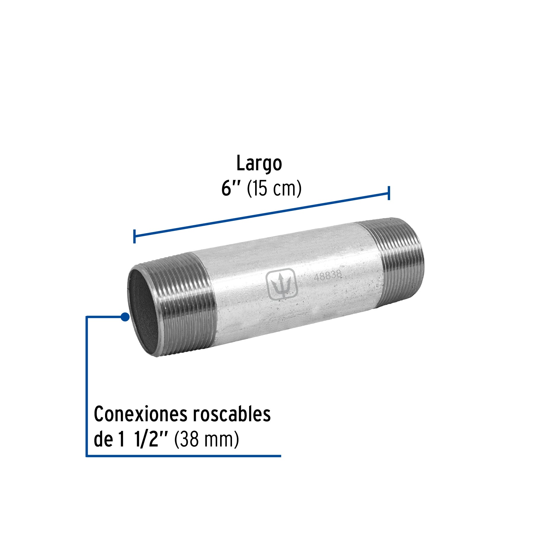 Niple de acero galvanizado 1-1/2 x 6", FOSET