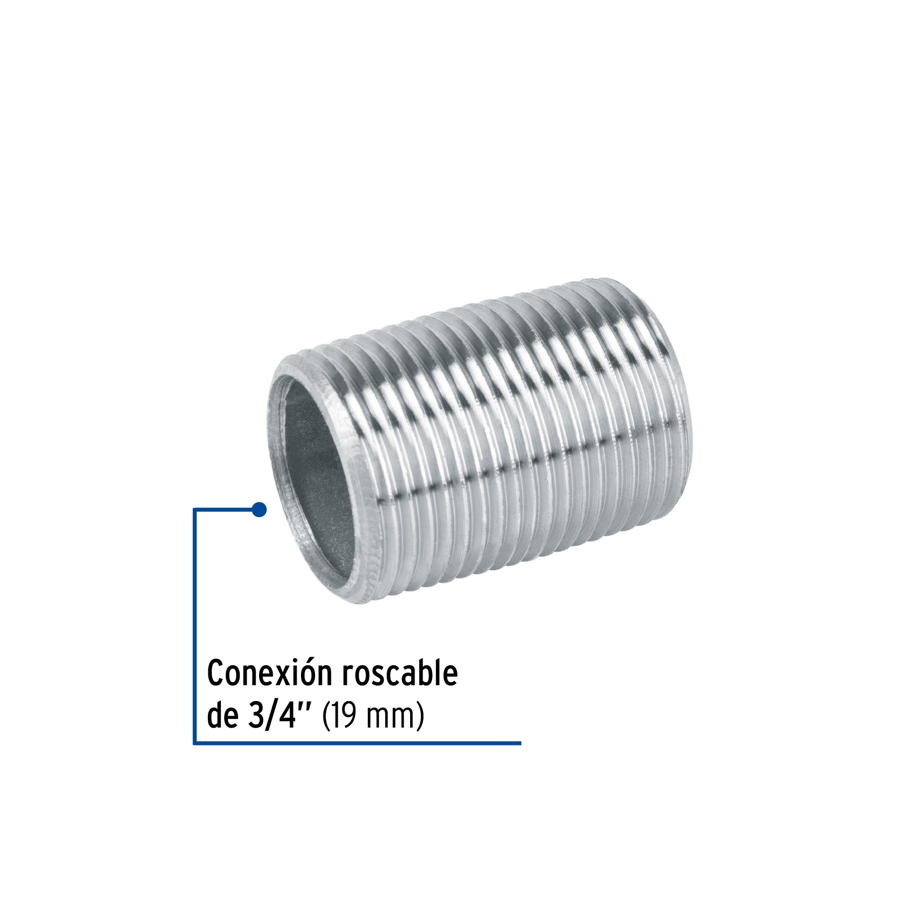 Niple de acero galvanizado 3/4" cuerda corrida, FOSET