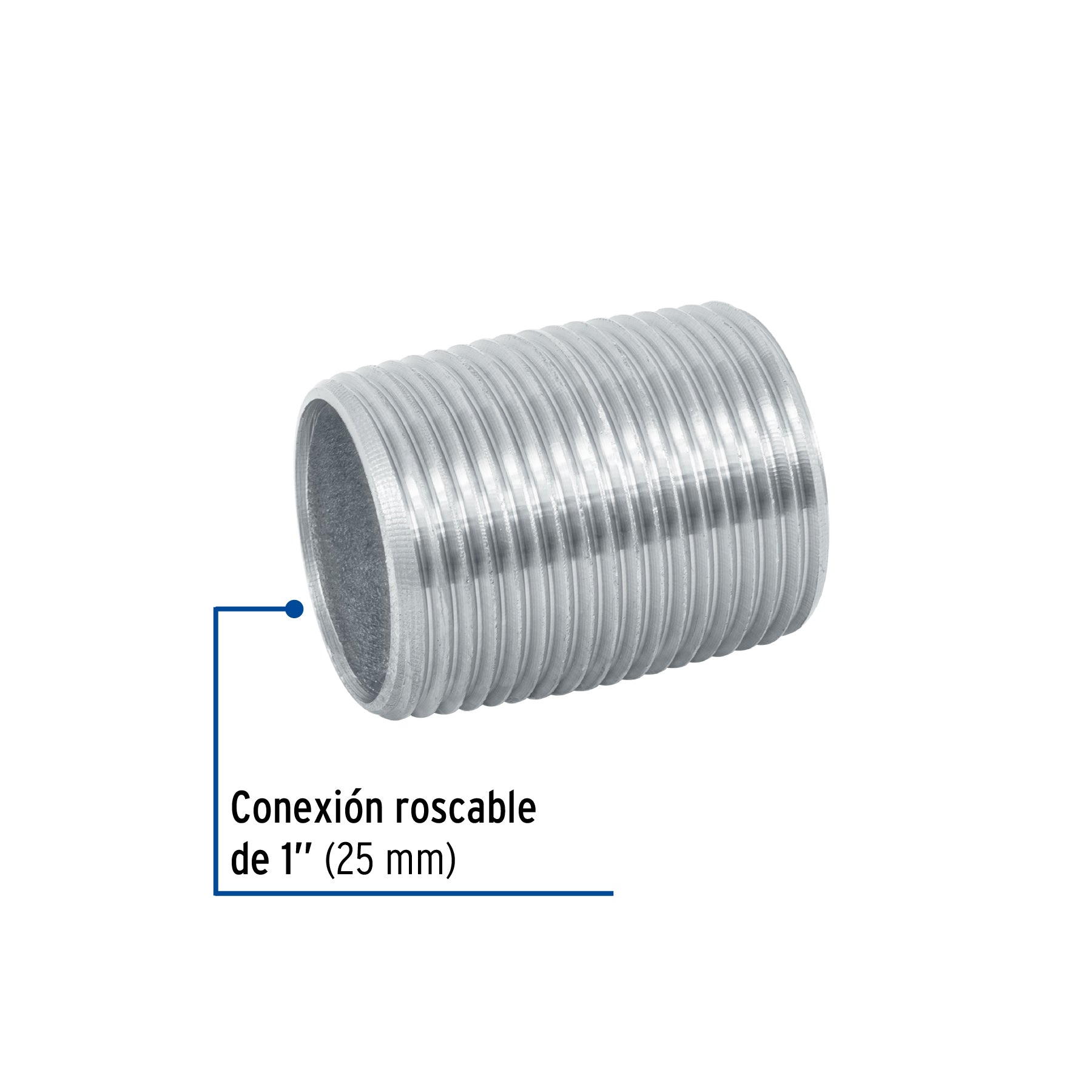 Niple de acero galvanizado 1" cuerda corrida, FOSET