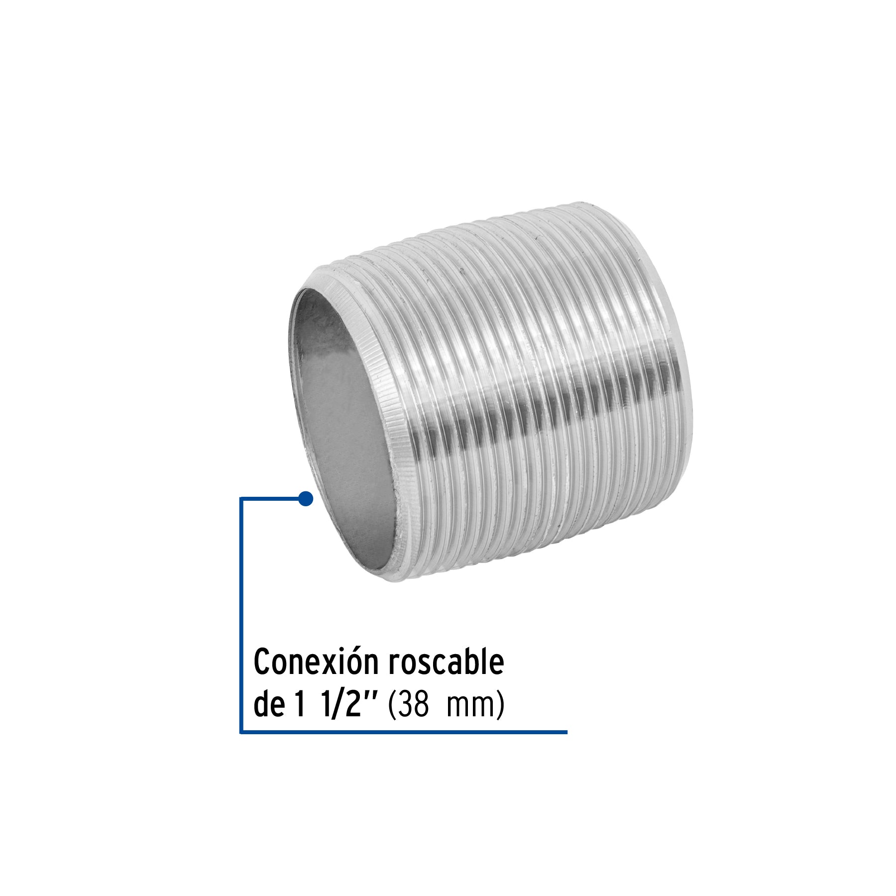Niple de acero galvanizado 1-1/2" cuerda corrida, FOSET