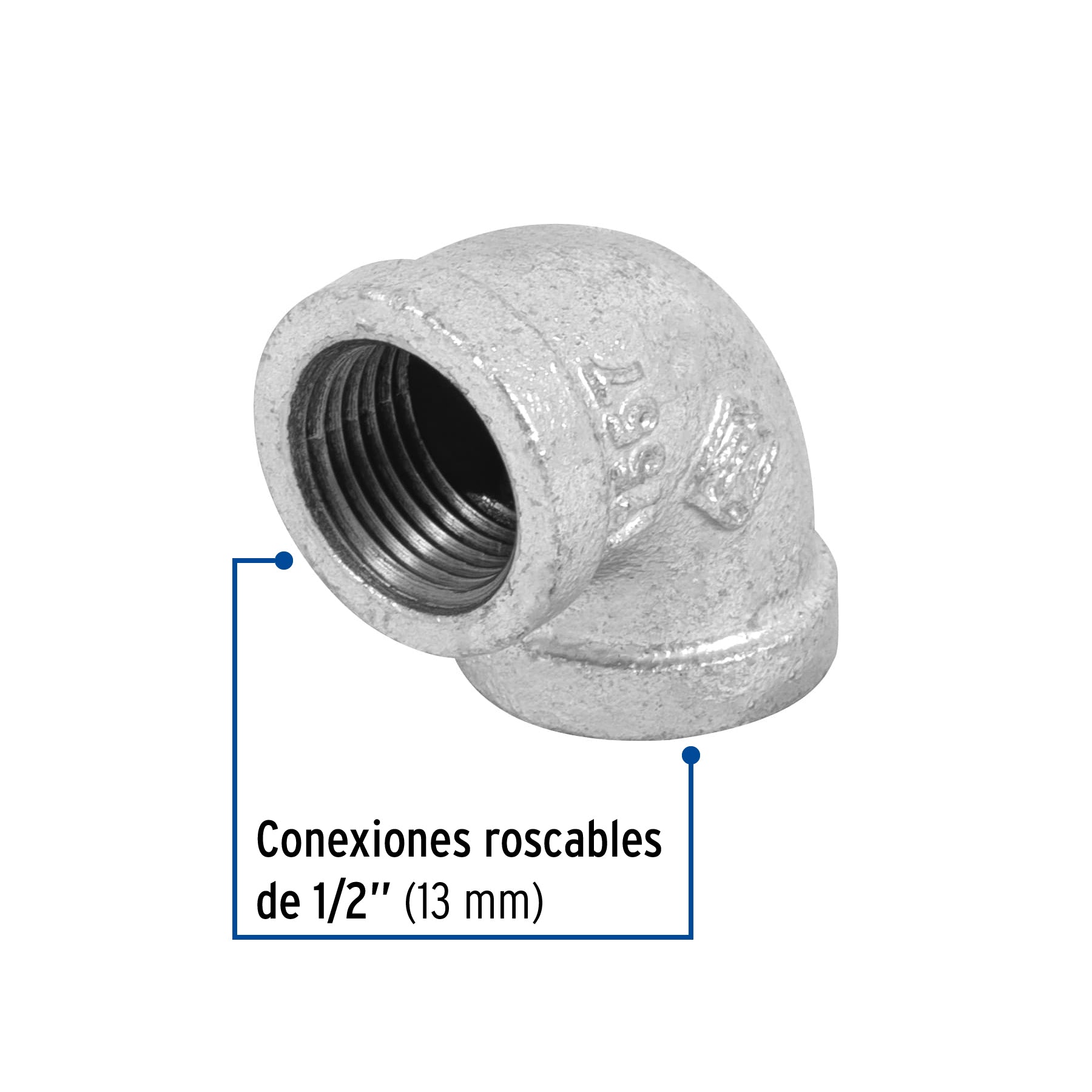 Codo 90° acero galvanizado de 1/2", FOSET