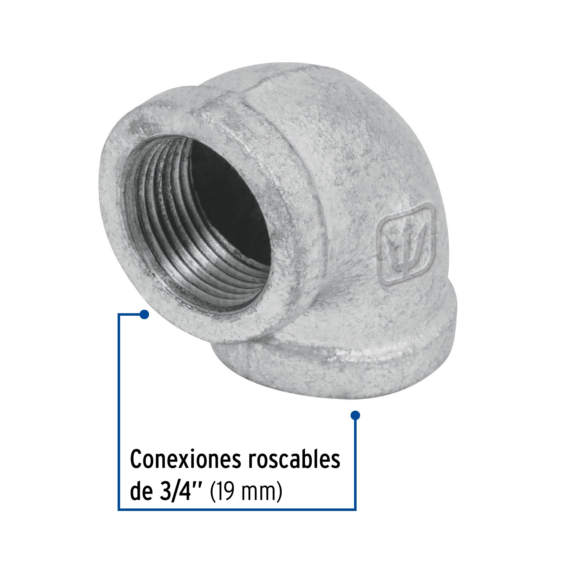 Codo 90° acero galvanizado de 3/4", FOSET