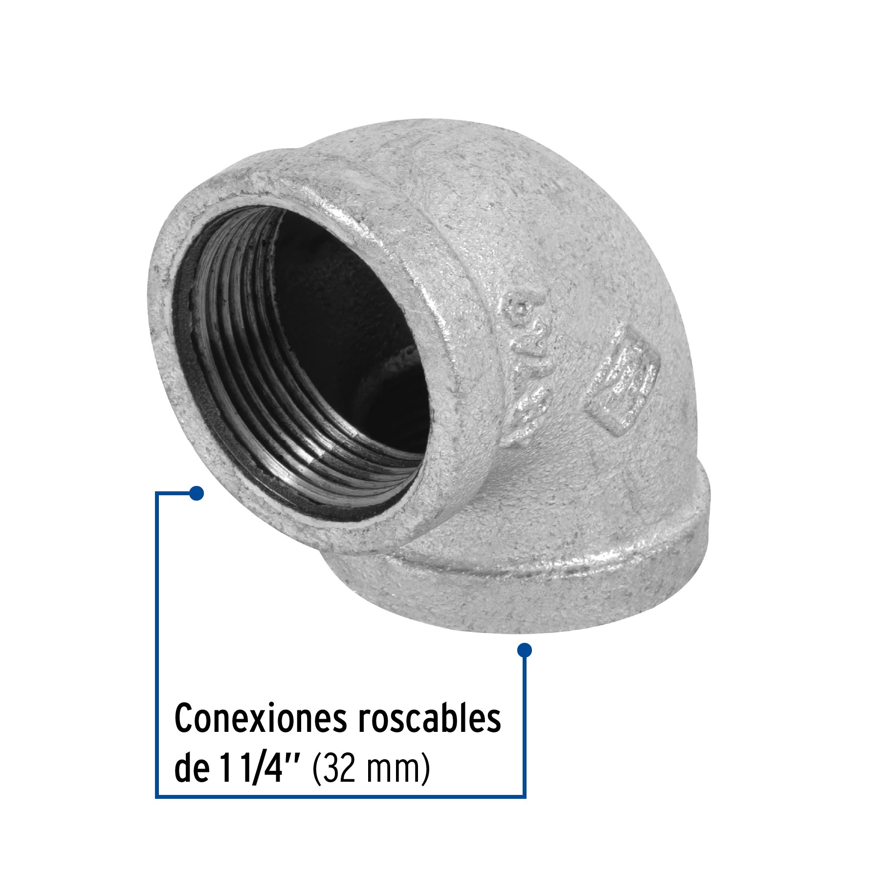 Codo 90° acero galvanizado de 1-1/4", FOSET