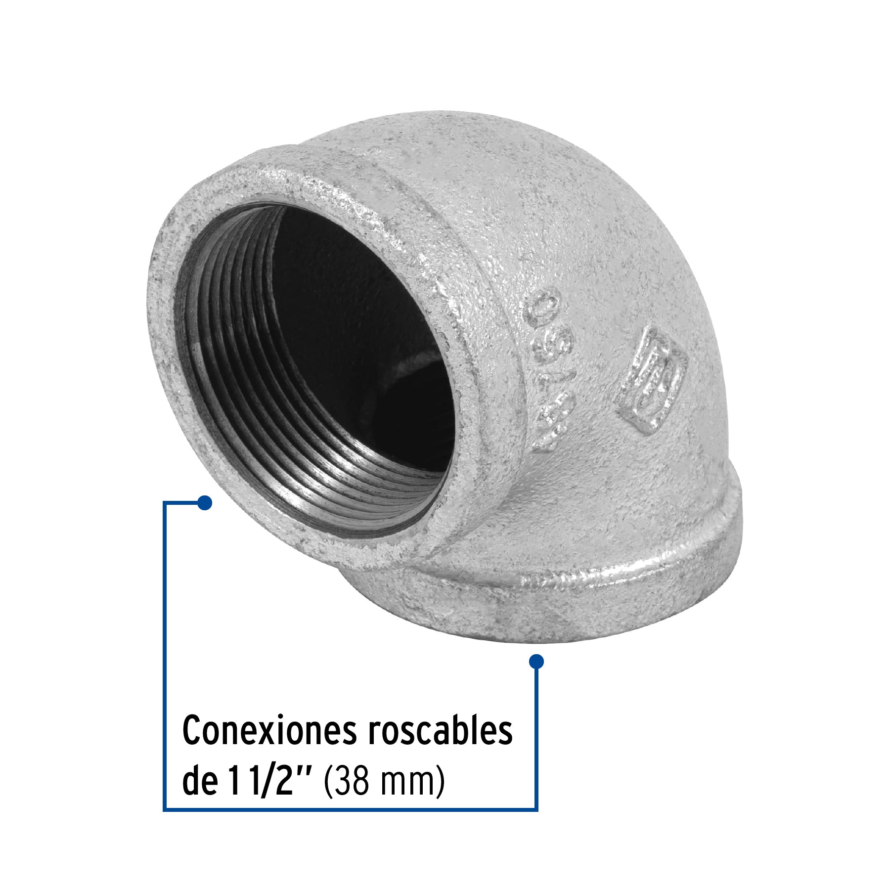 Codo 90° acero galvanizado de 1-1/2", FOSET