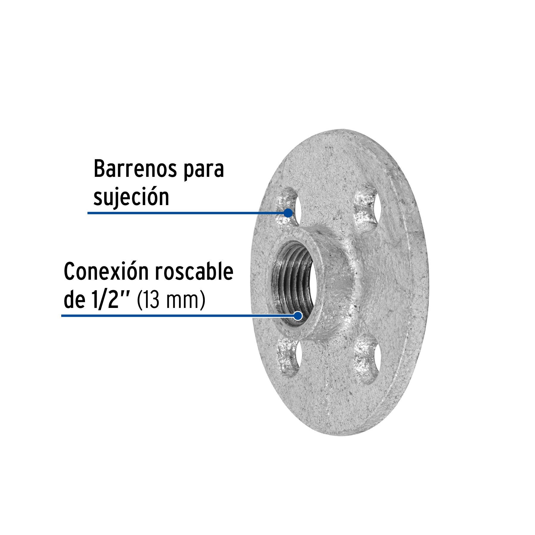 Brida de acero galvanizado de 1/2", FOSET