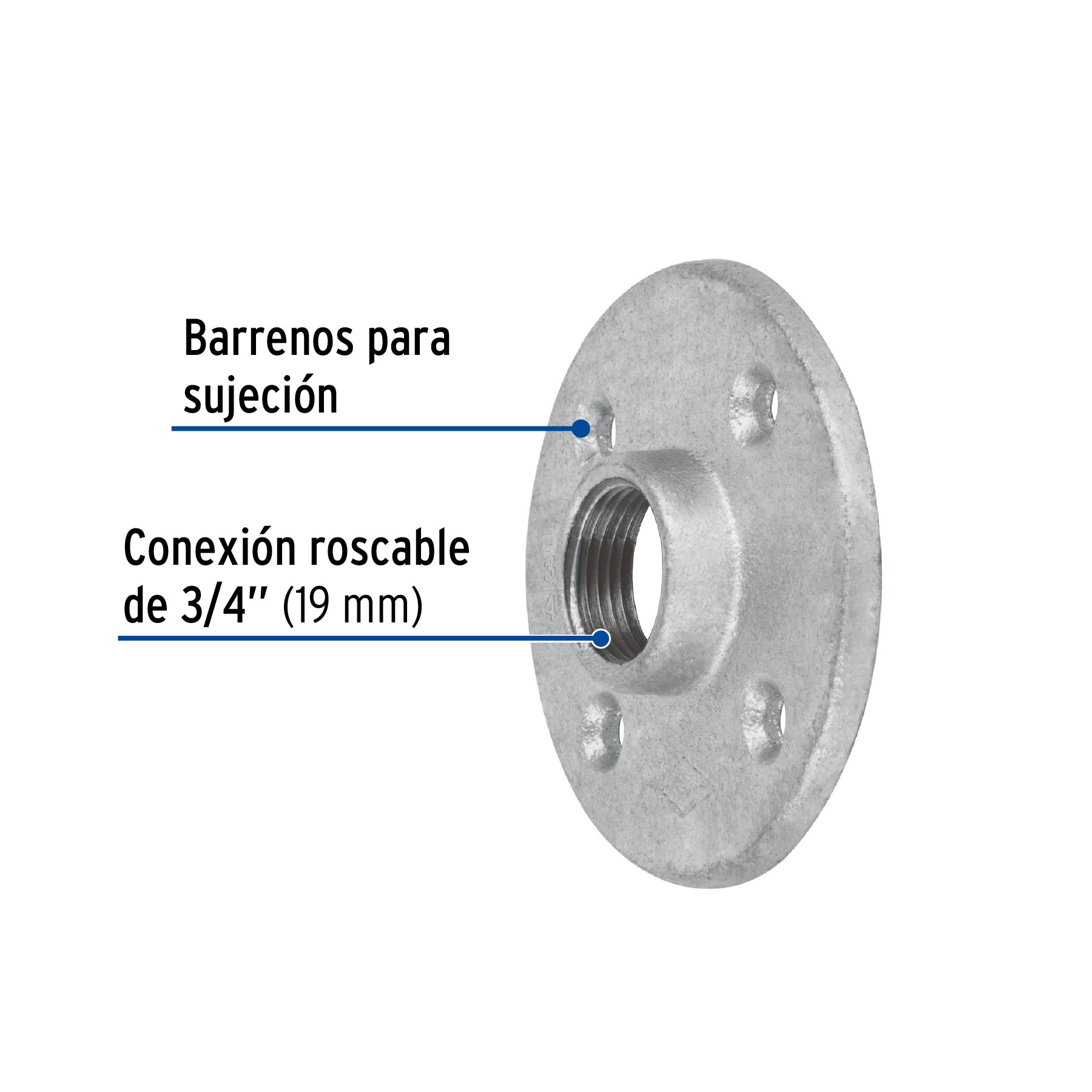Brida de acero galvanizado de 3/4", FOSET