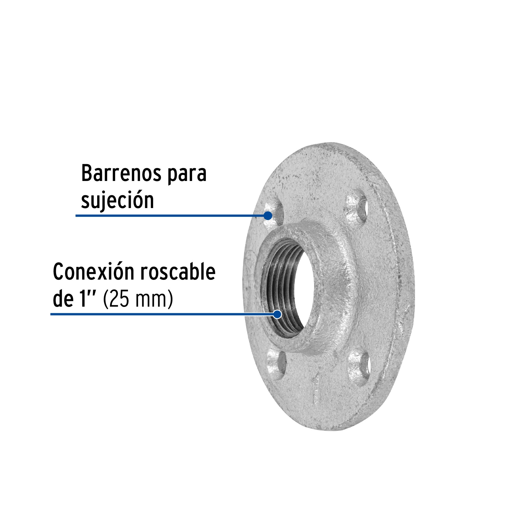 Brida de acero galvanizado de 1", FOSET