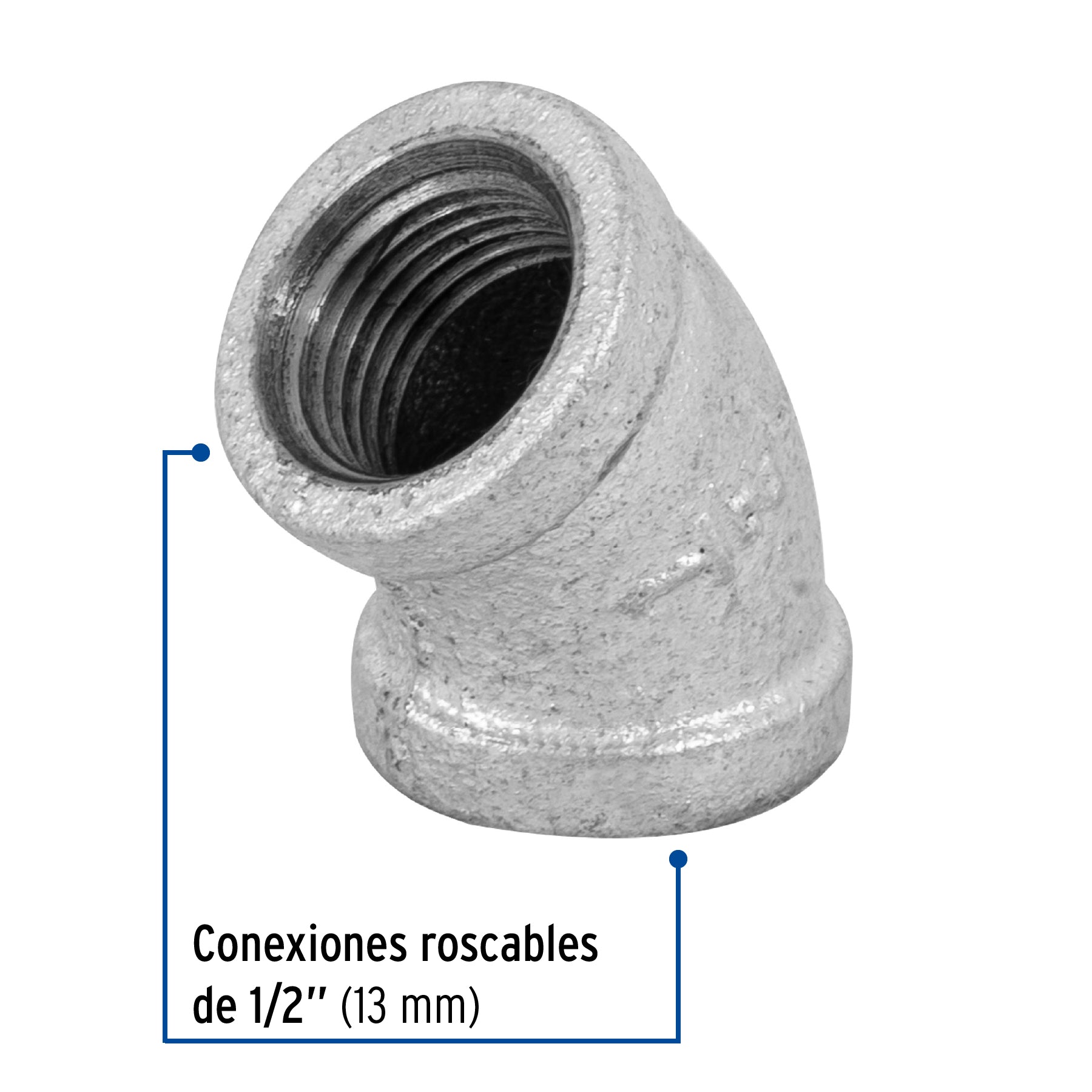 Codo 45° acero galvanizado de 1/2", FOSET