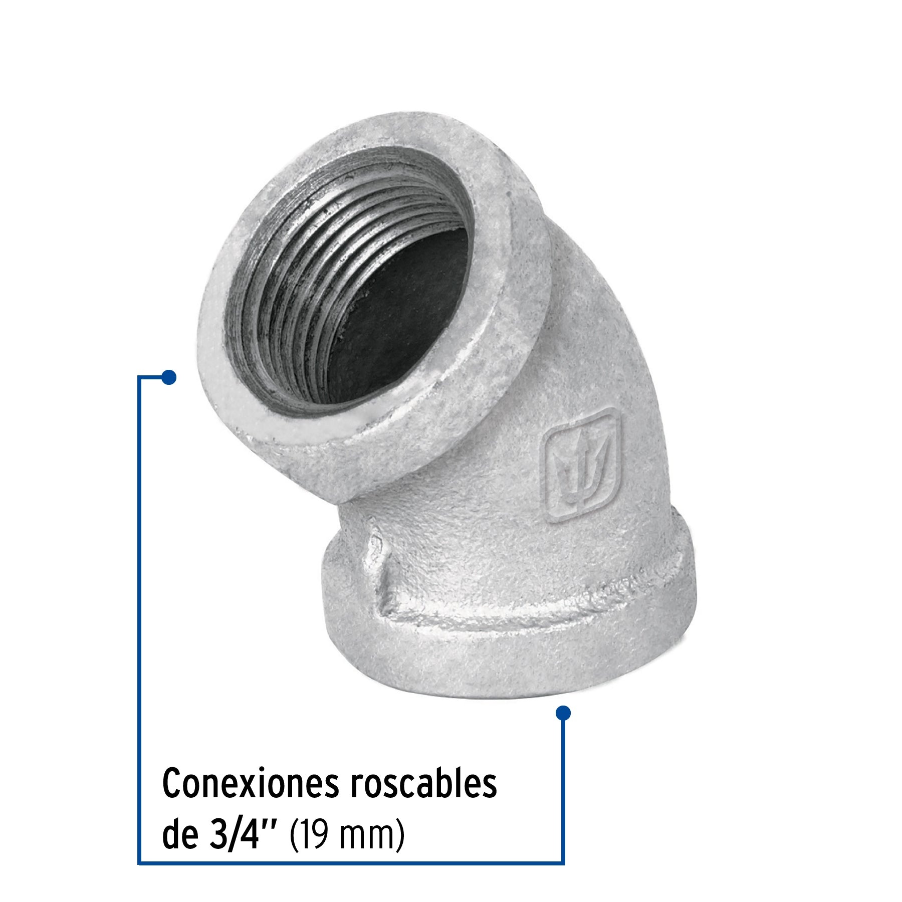 Codo 45° acero galvanizado de 3/4", FOSET