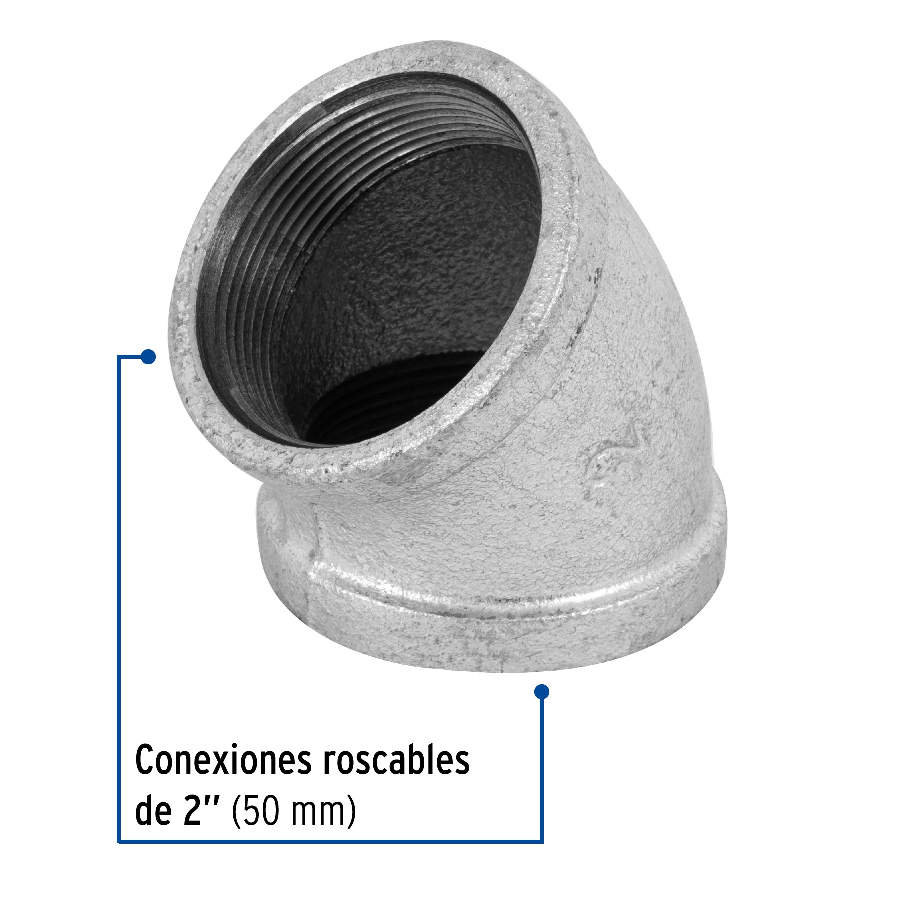 Codo 45° acero galvanizado de 2", FOSET