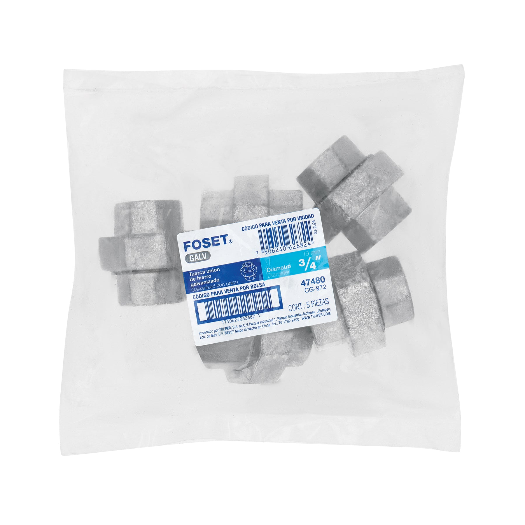 Tuerca unión 3/4" acero galvanizado, FOSET