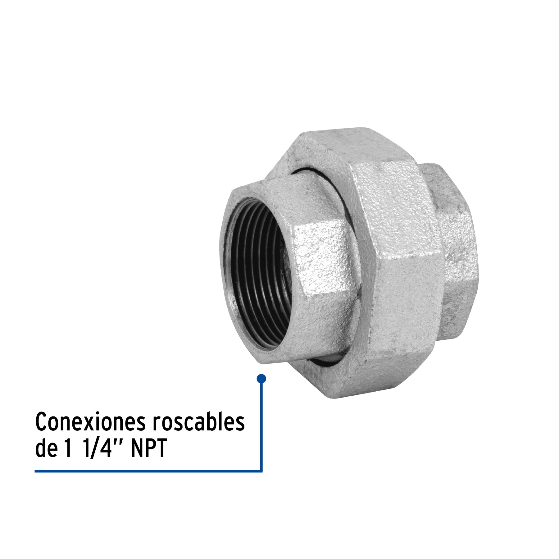 Tuerca unión 1-1/4" acero galvanizado, FOSET