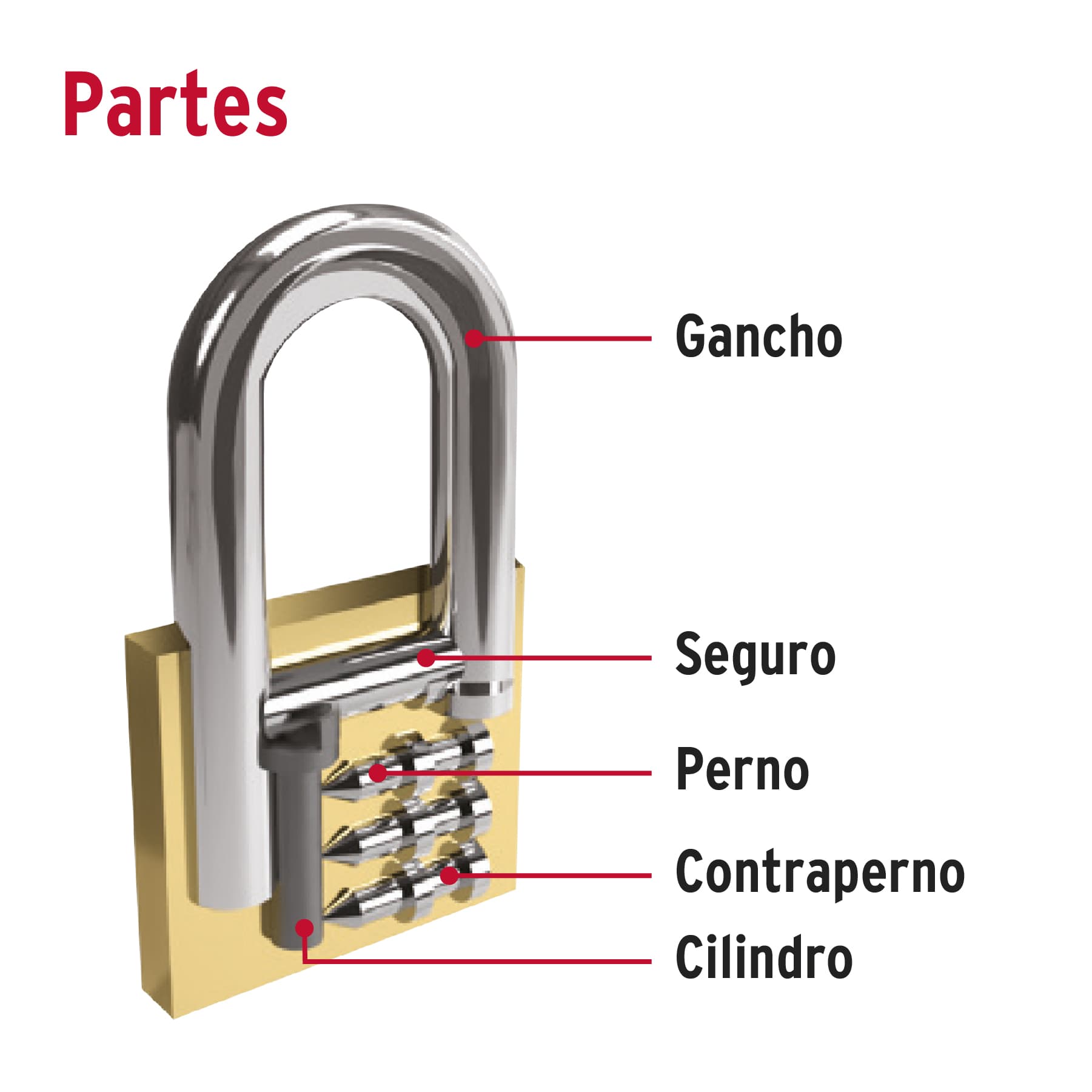Blíster con 2 candados de hierro de 38 mm, gancho largo