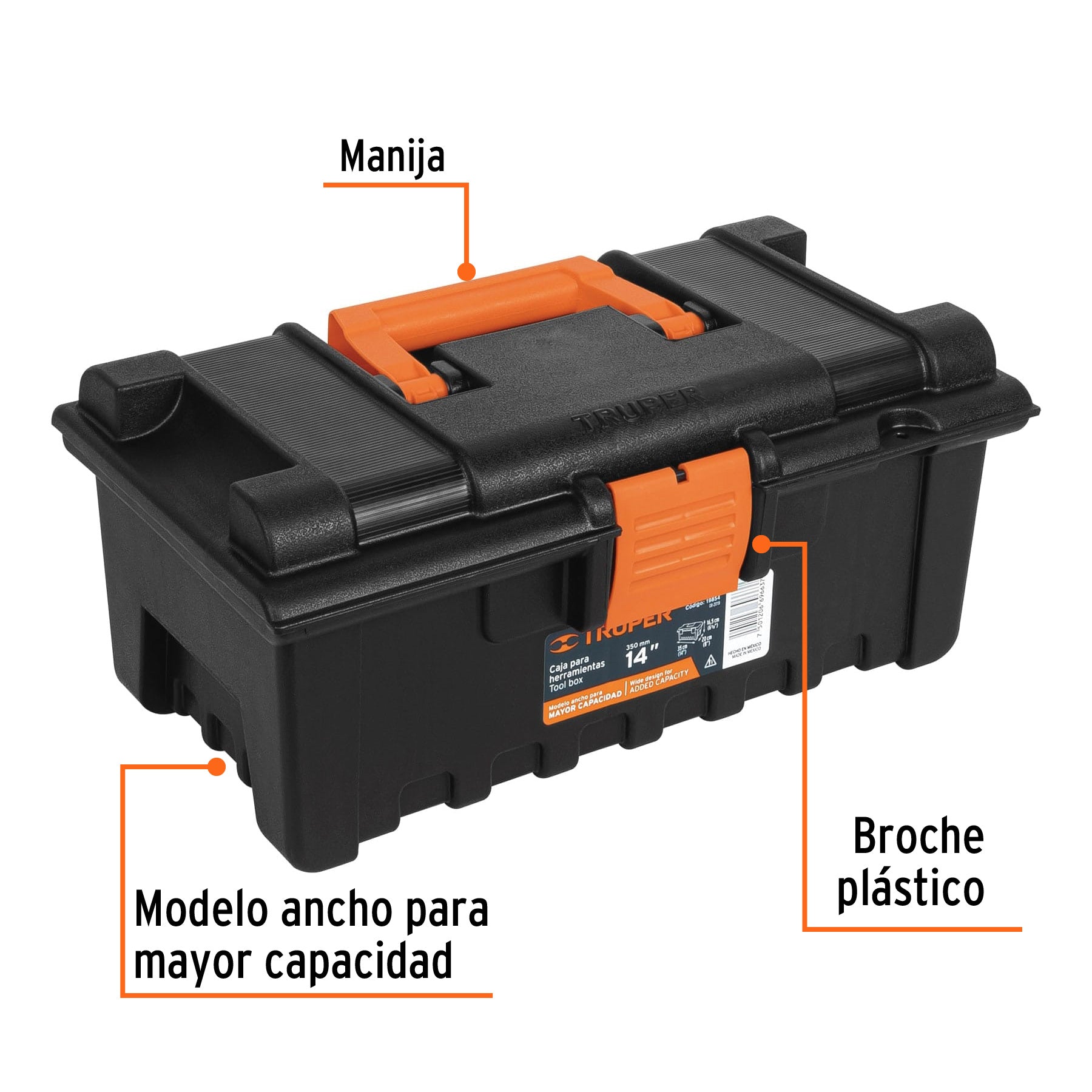 Caja para herramienta de 14" sin compartimentos, TRUPER