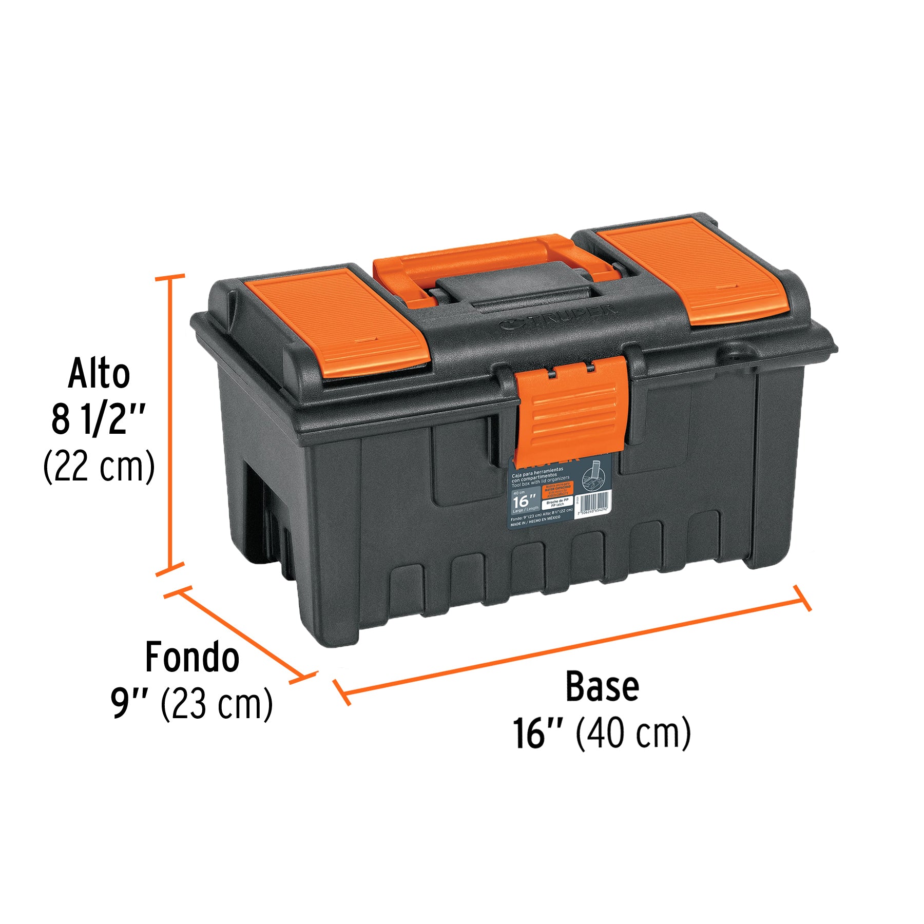 Caja para herramienta de 16" con compartimentos, TRUPER