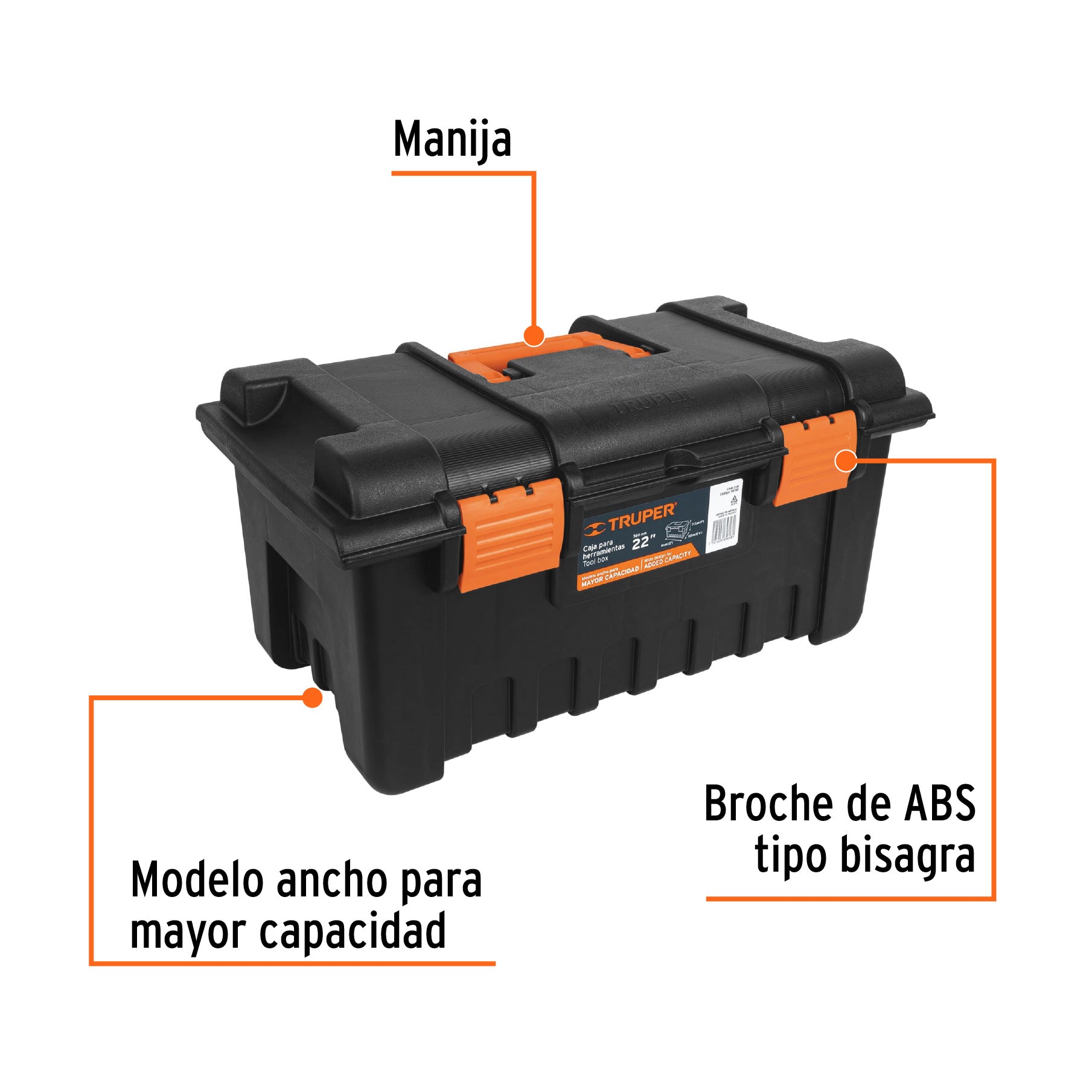 Caja para herramienta de 22" sin compartimentos, TRUPER