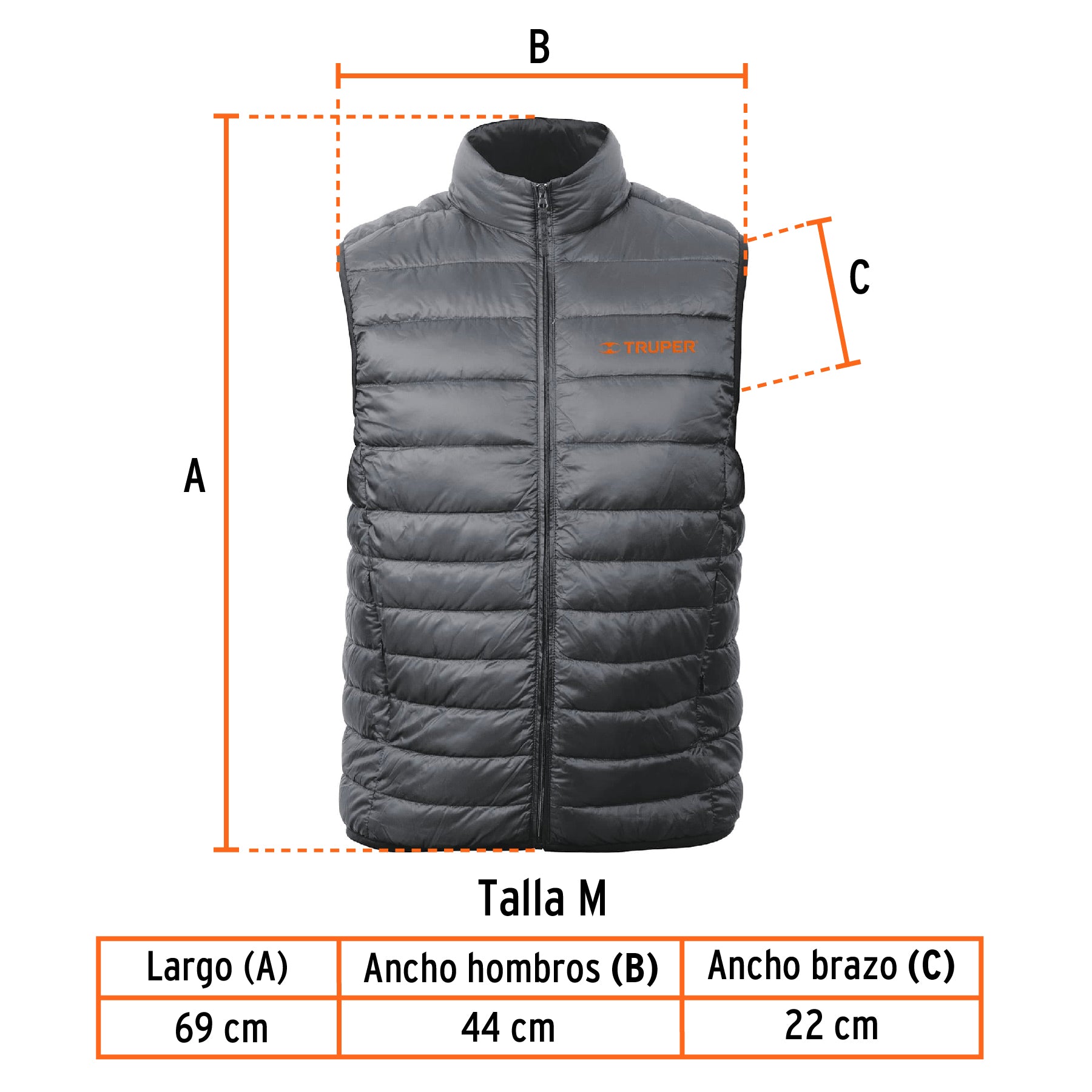 Chaleco de plumas ligero para hombre, gris, G, TRUPER