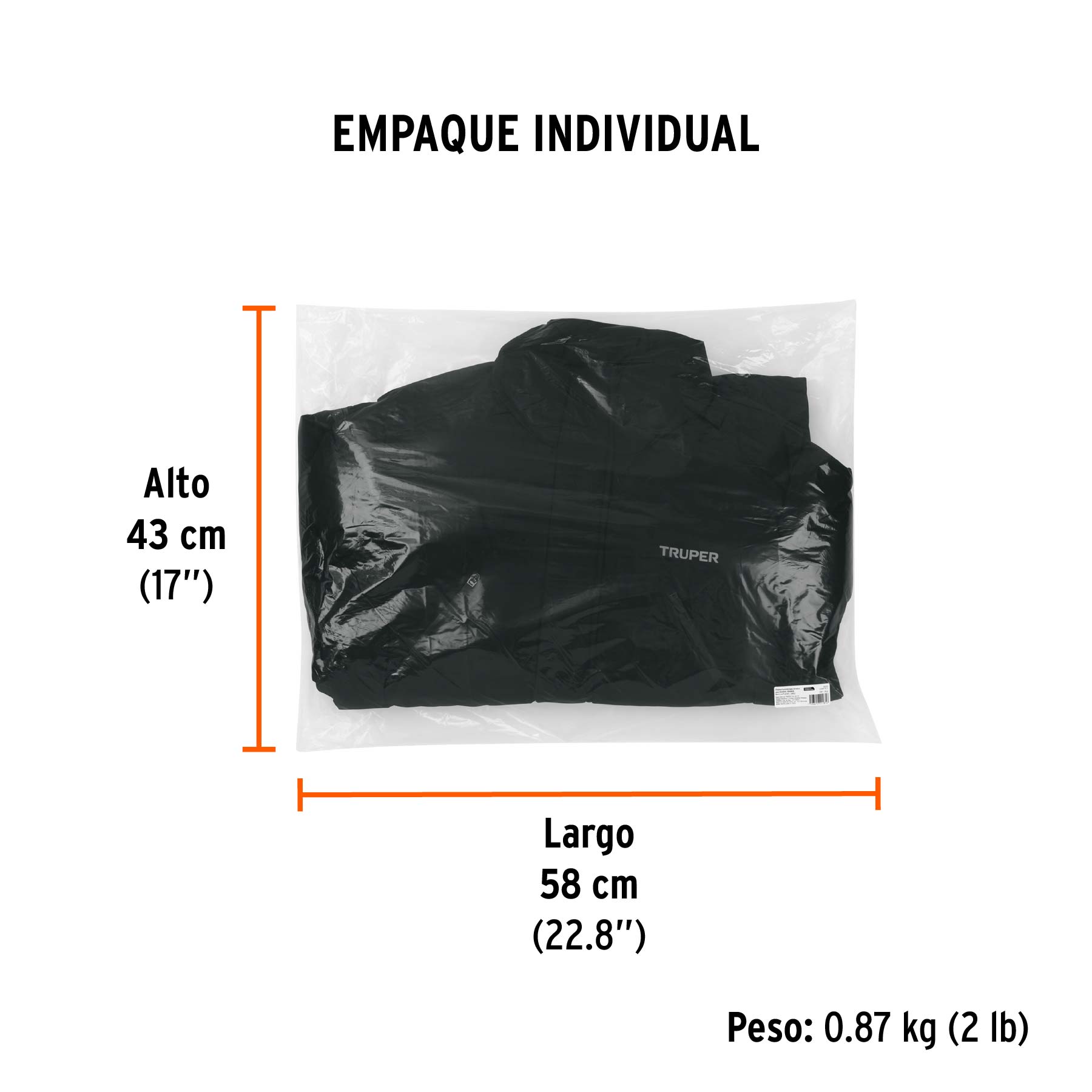 Chamarra acolchada térmica para hombre, negra, G, TRUPER - Empaque