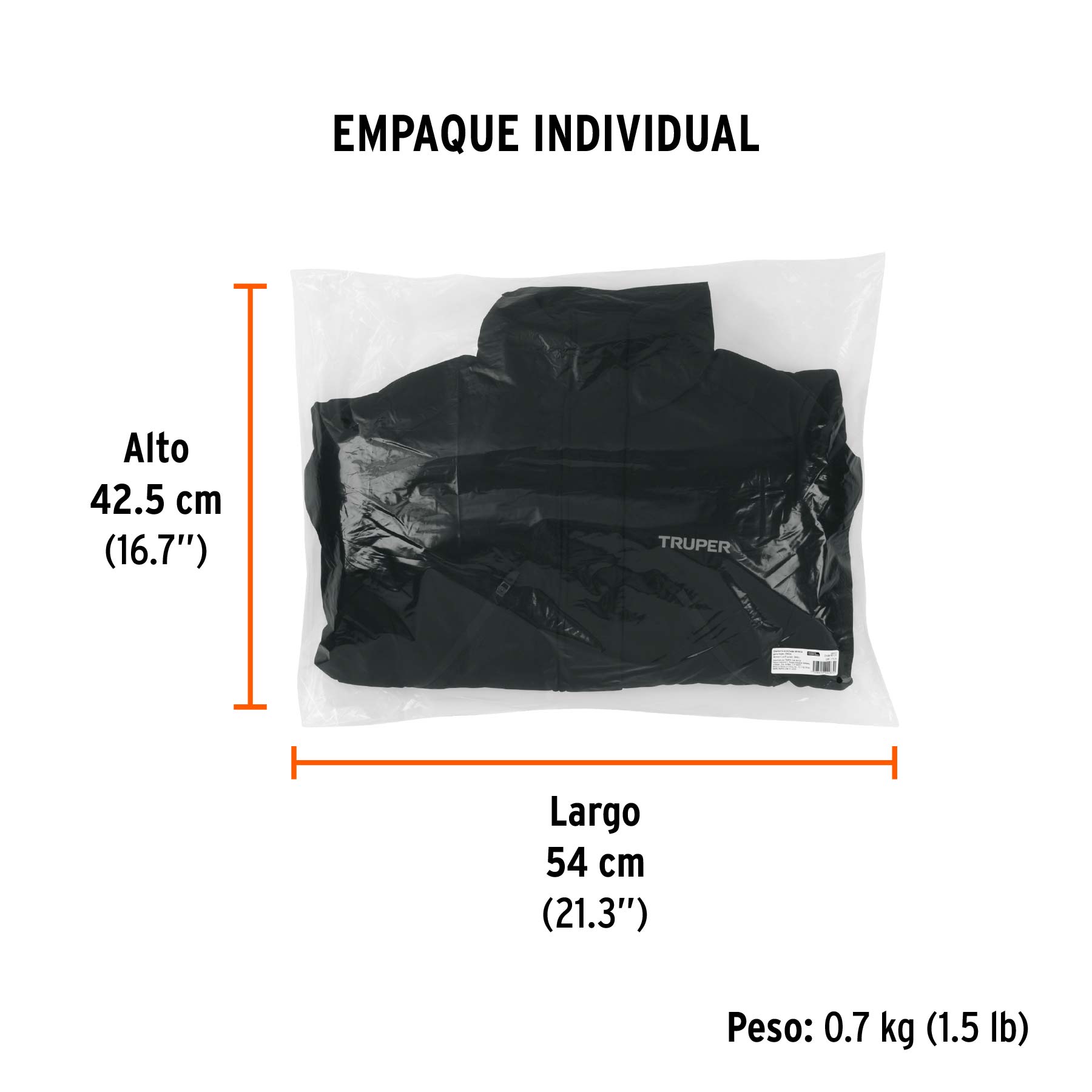 Chamarra acolchada térmica para mujer, negra, CH,TRUPER - Empaque