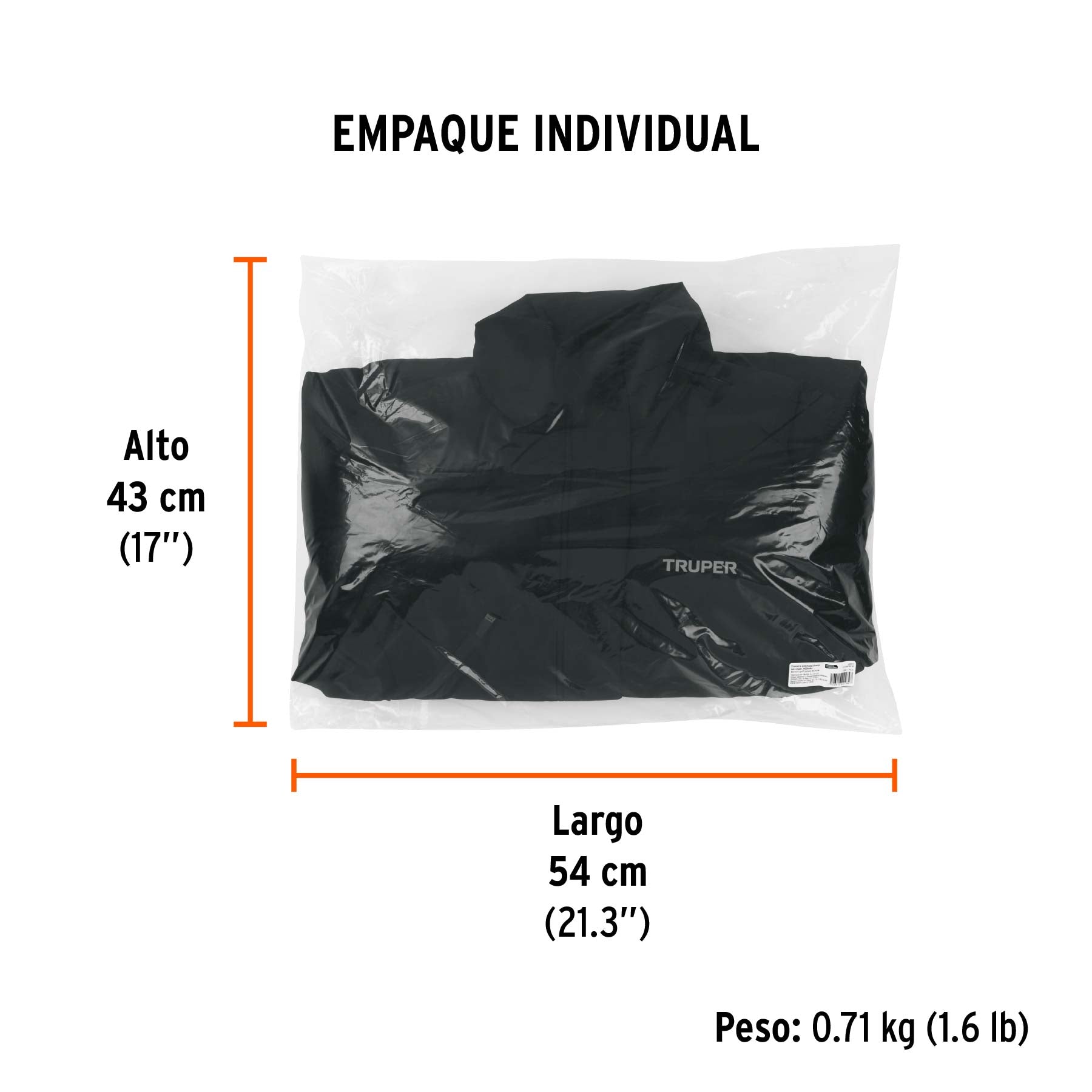 Chamarra acolchada térmica para mujer, negra, M, TRUPER - Empaque