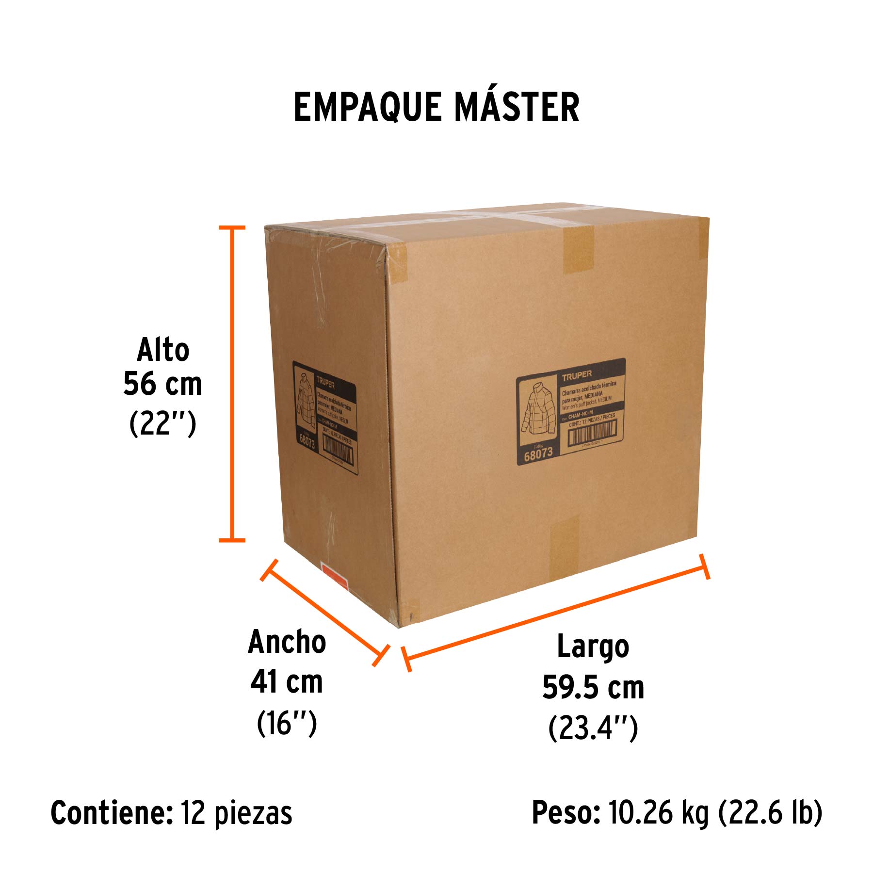 Chamarra acolchada térmica para mujer, negra, M, TRUPER - Empaque