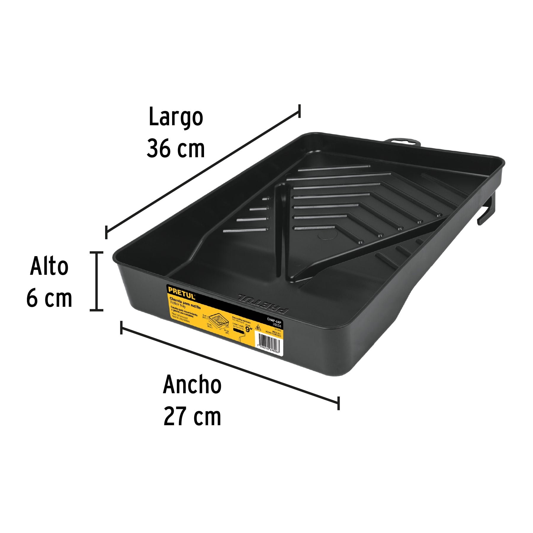 Charola para rodillo 9", PRETUL