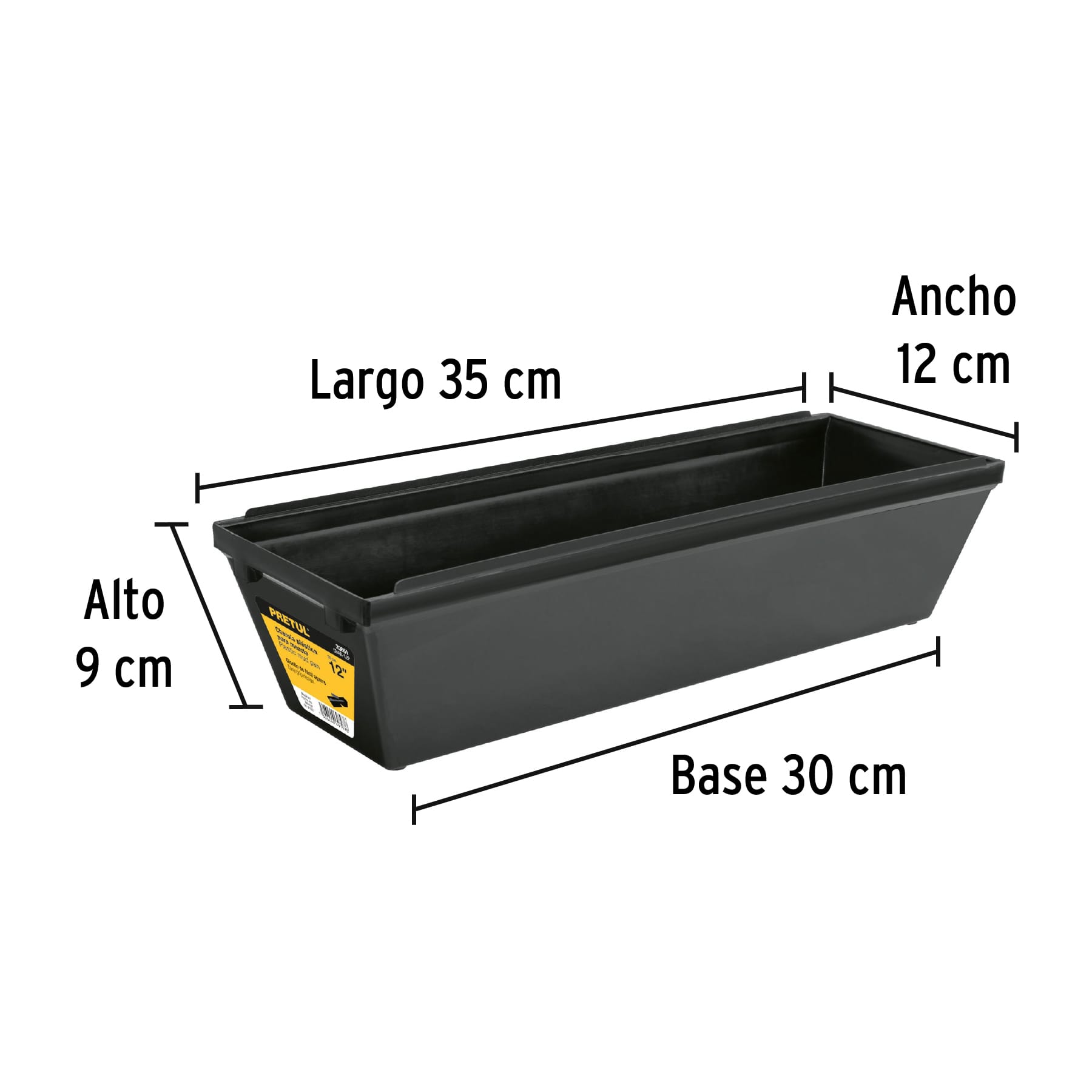 Charola de 12" plástica para mezcla, PRETUL