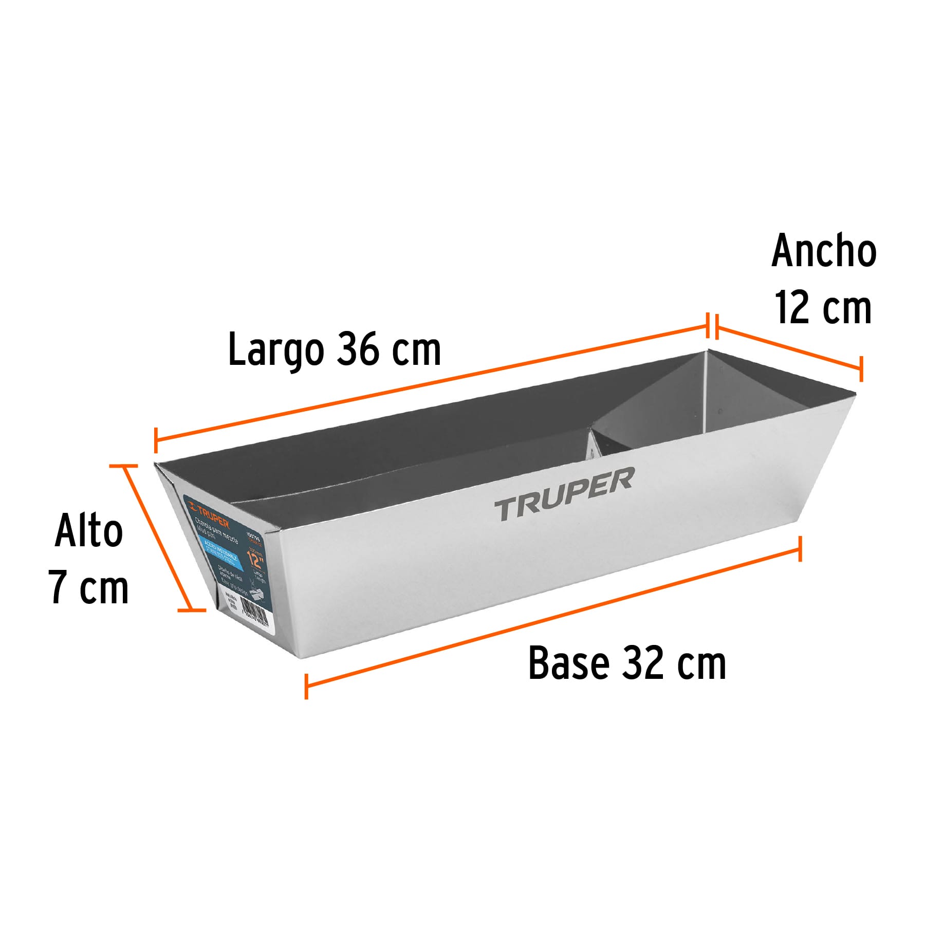 Charola de 12" de acero inoxidable para mezcla, TRUPER