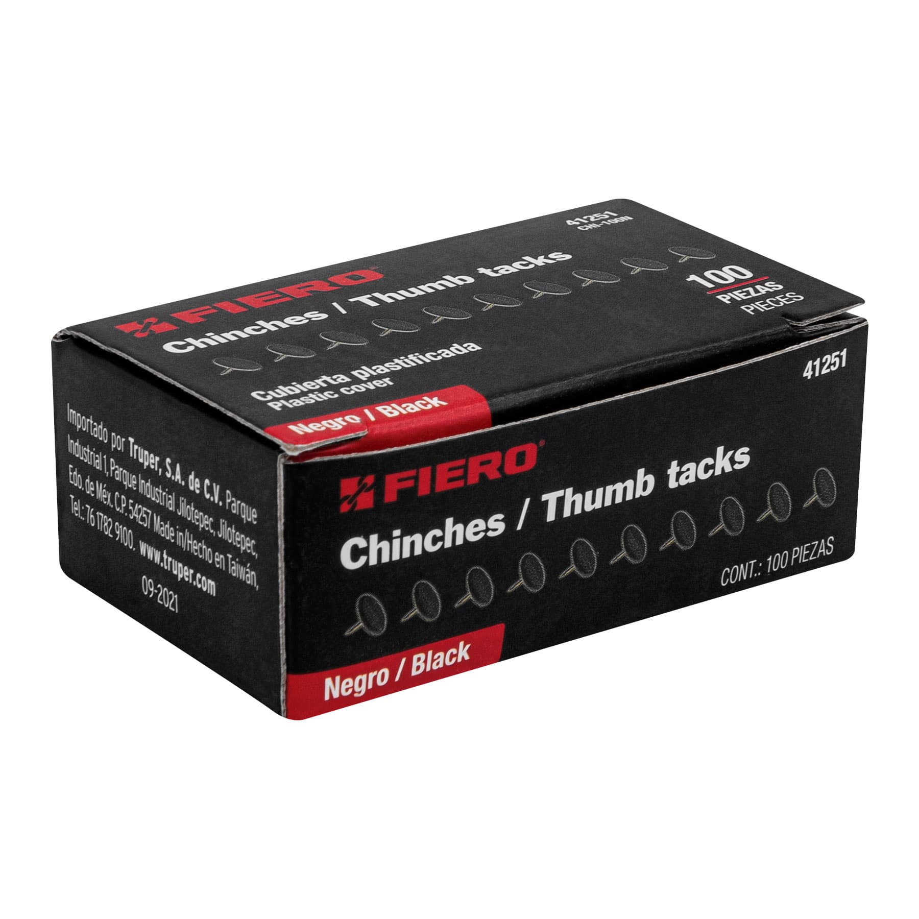 Caja con 100 chinches negras, FIERO