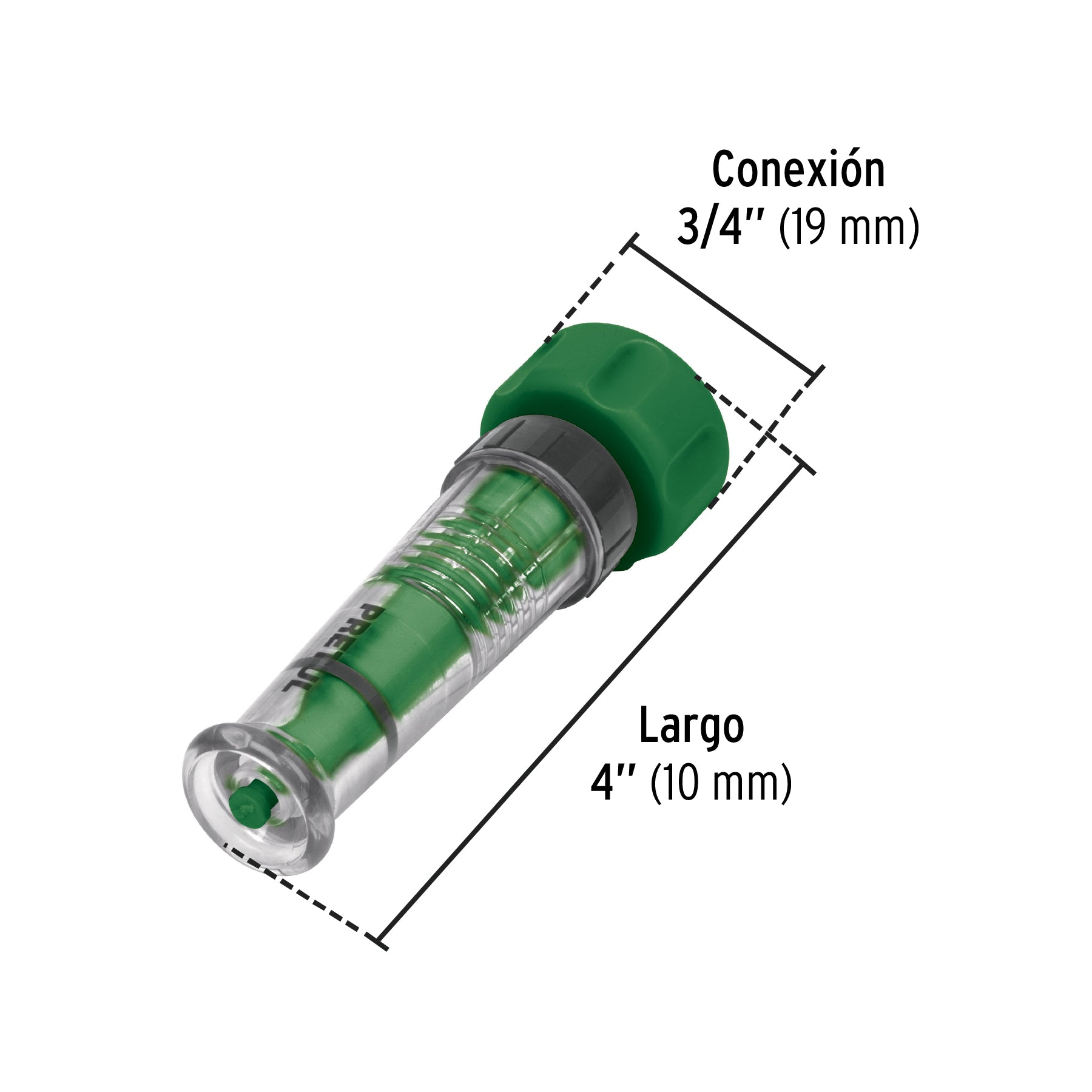 Chiflón 4" de plástico para manguera, a granel, PRETUL