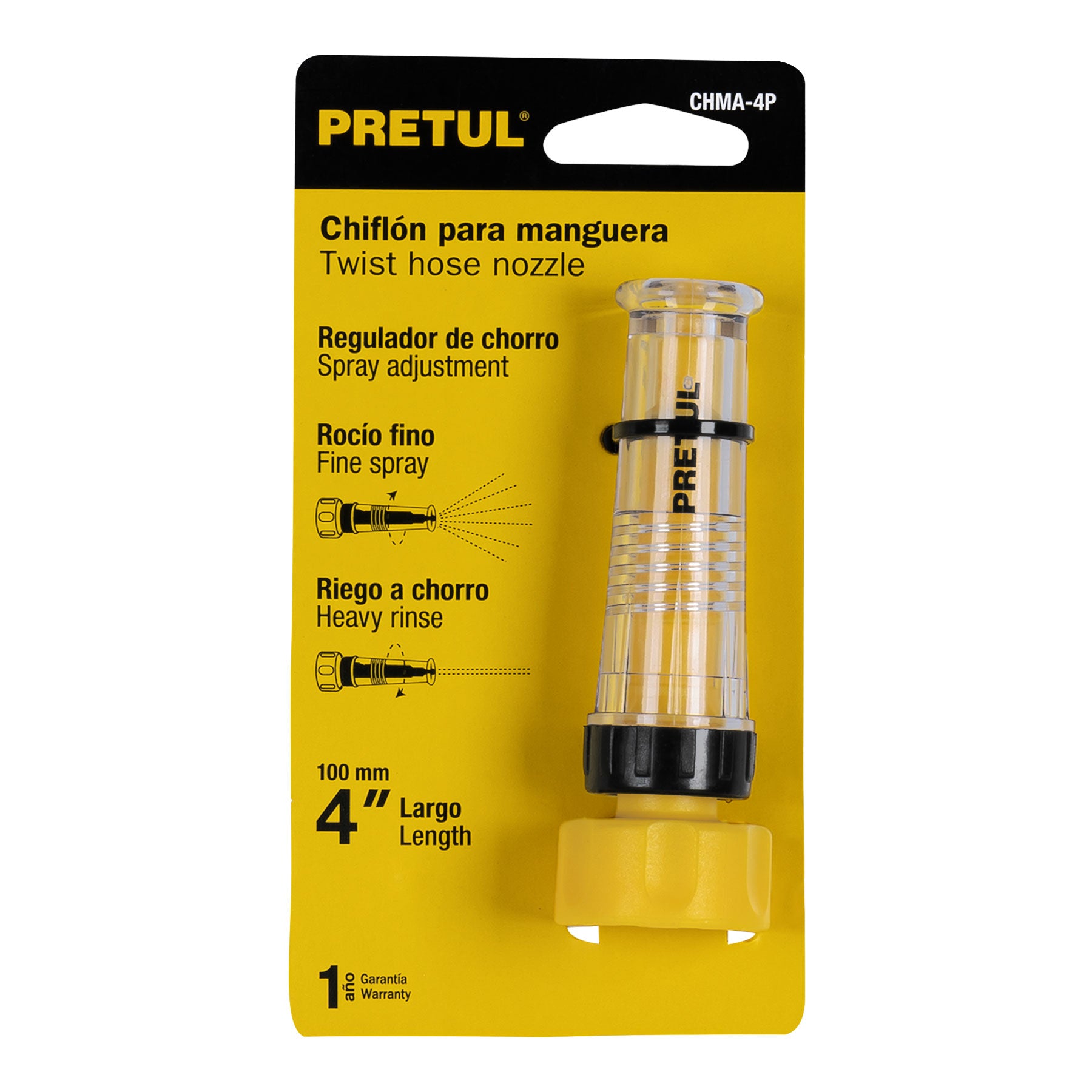 Chiflón 4" de plástico para manguera, PRETUL