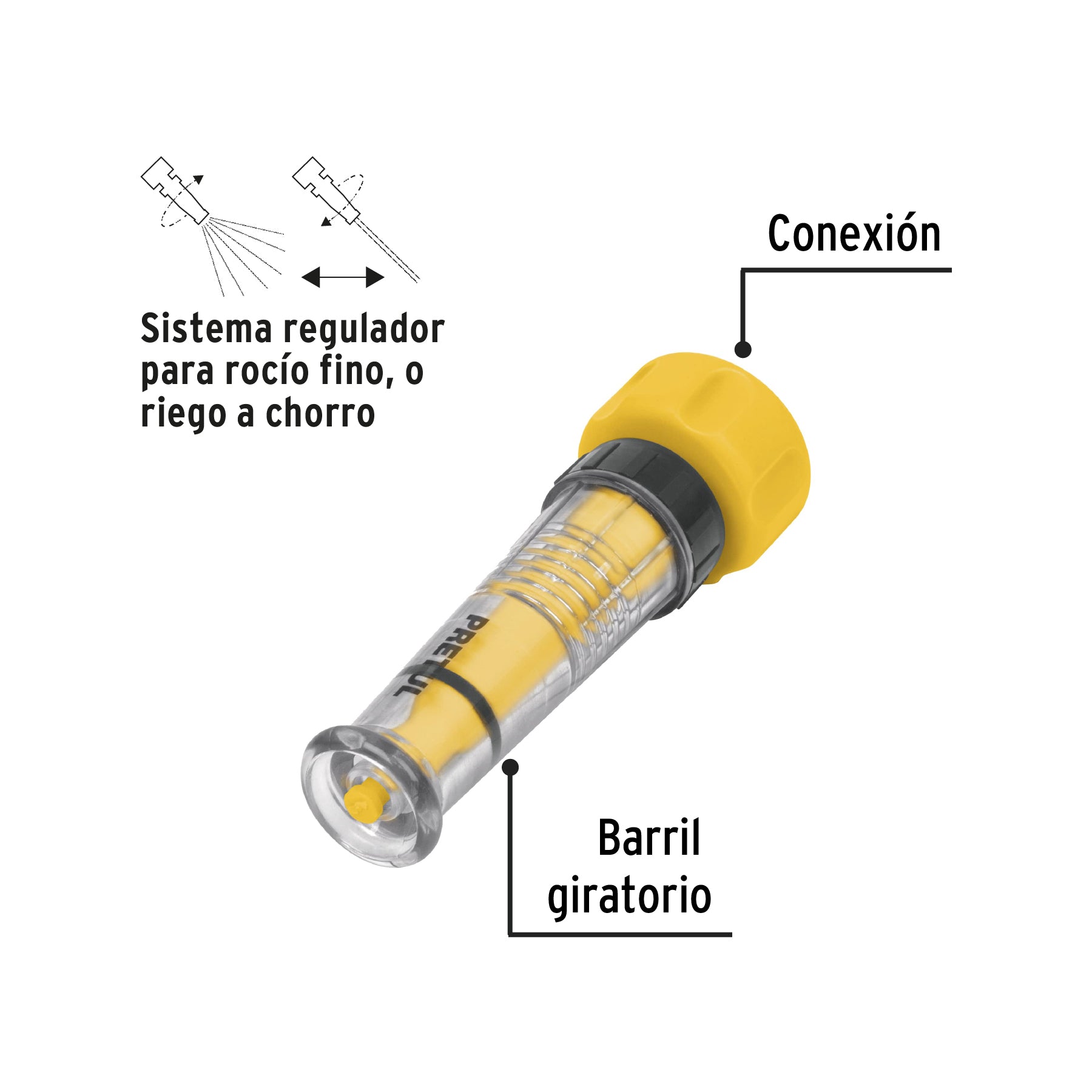Chiflón 4" de plástico para manguera, PRETUL