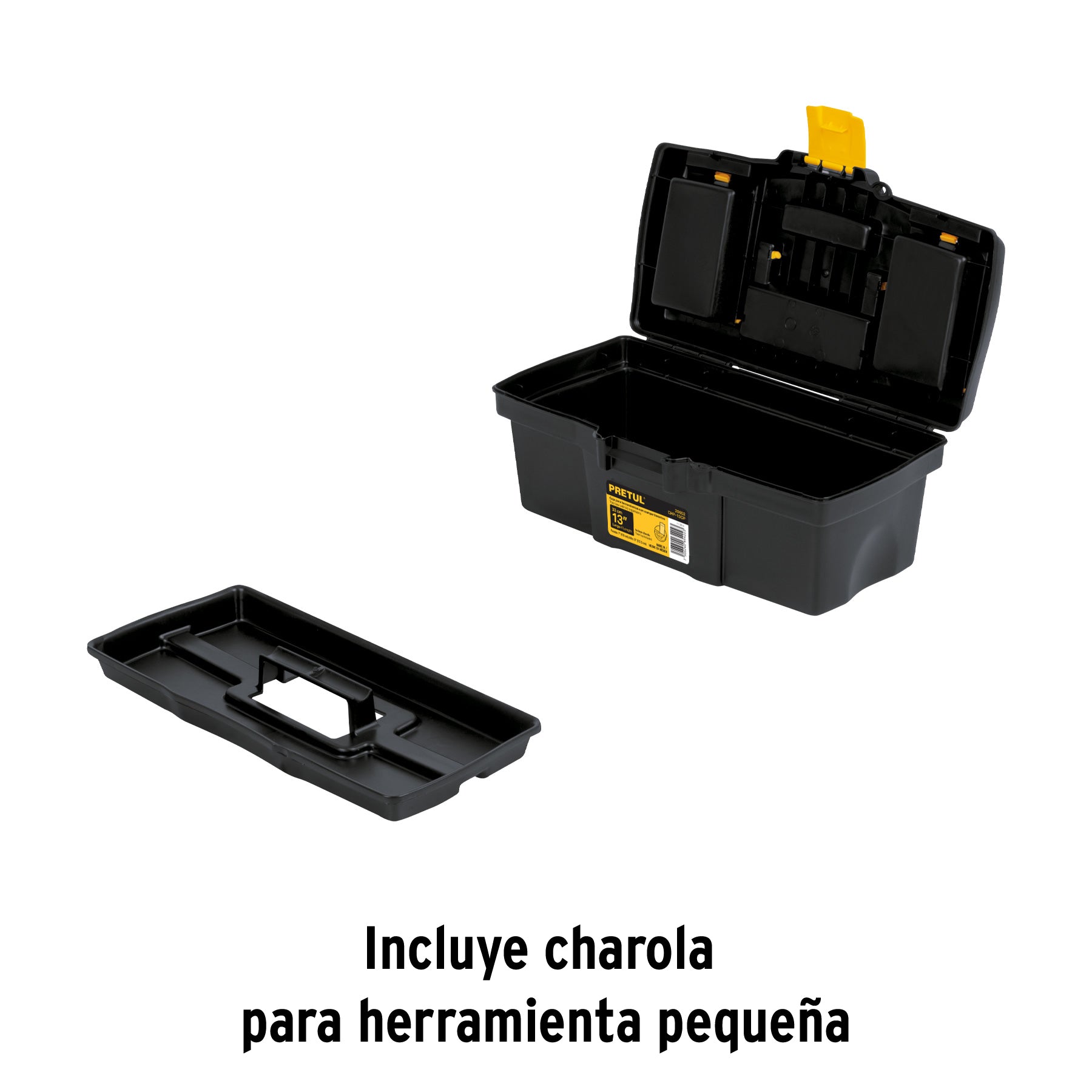 Caja para herramienta de 13" con compartimentos, PRETUL