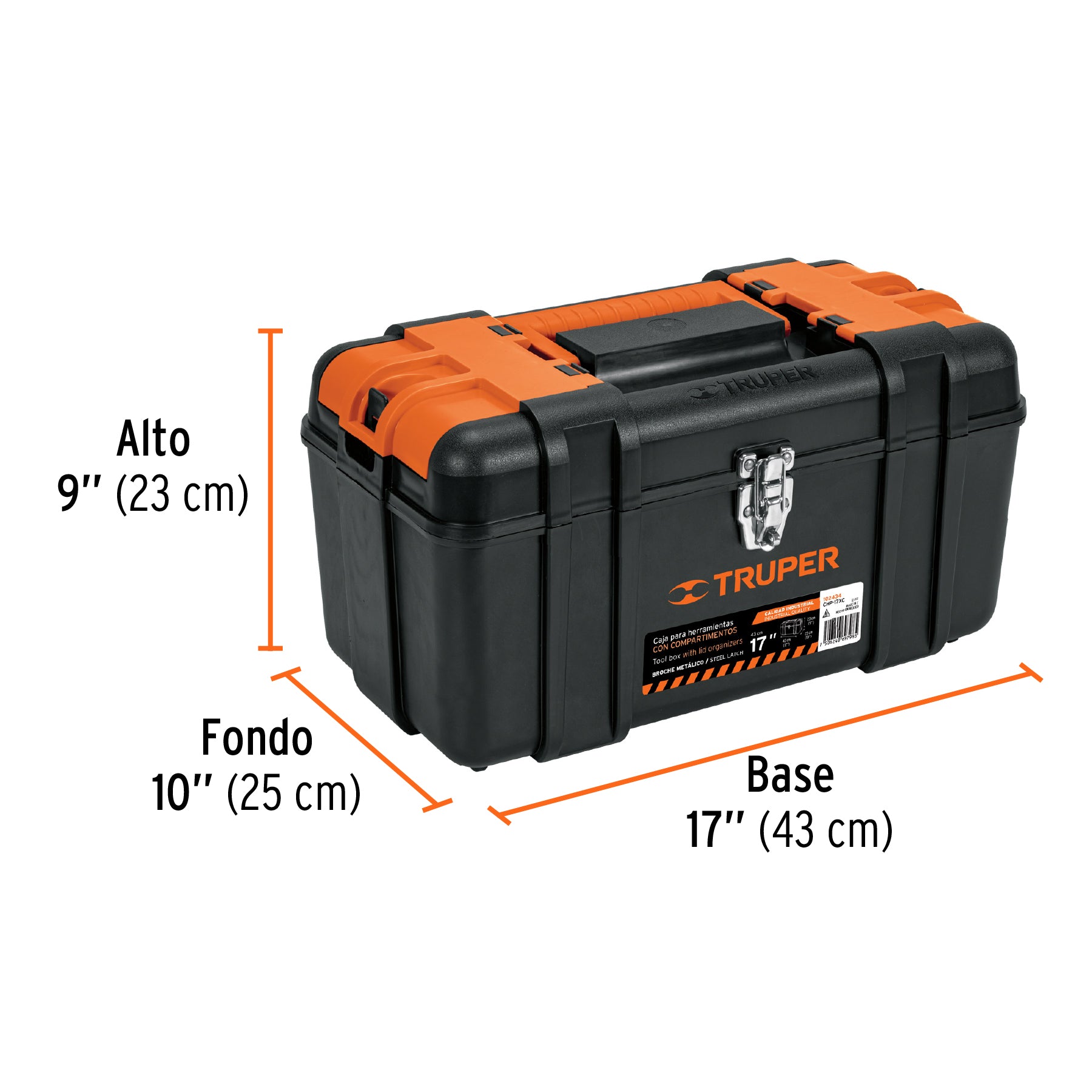 Caja para herramienta 17" compartimentos y broches metálicos
