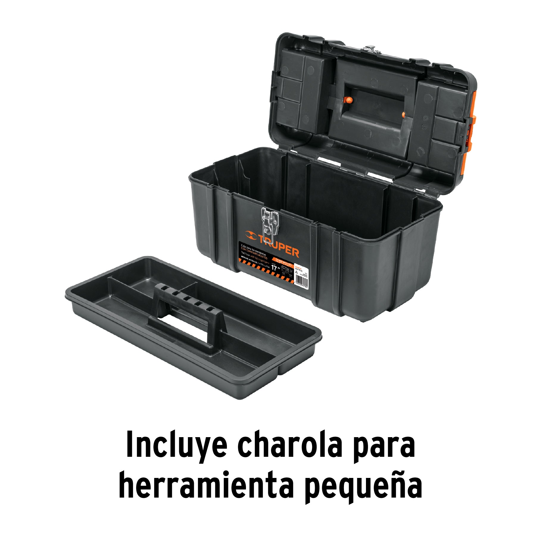 Caja para herramienta 17" compartimentos y broches metálicos