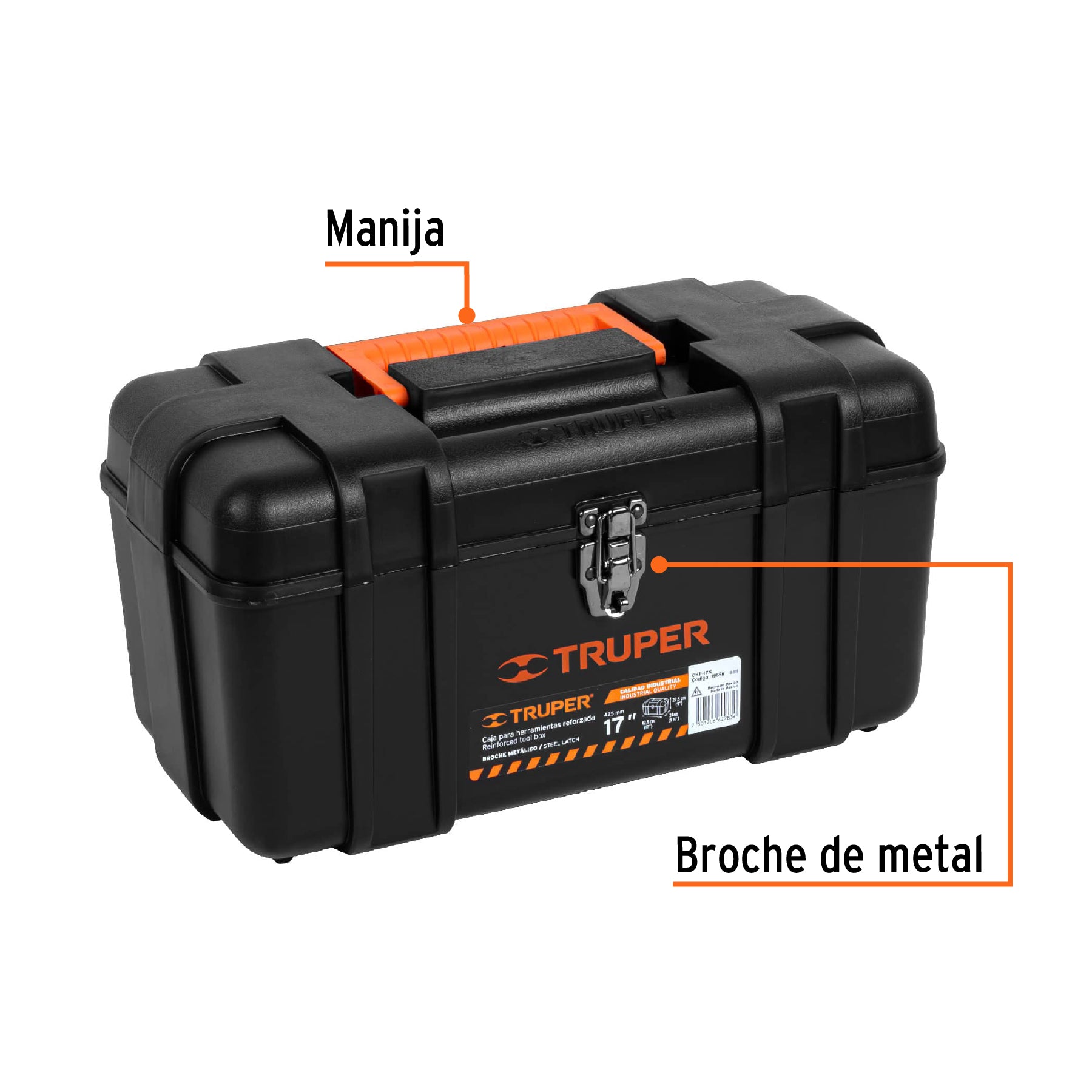 Caja para herramienta 17" industrial con broches metálicos