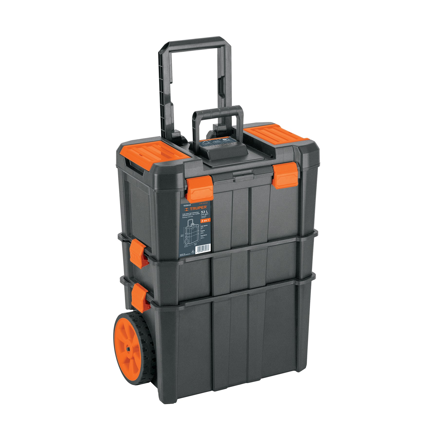 Caja para herramienta,19"x25" con ruedas, 3 en 1 desmontable
