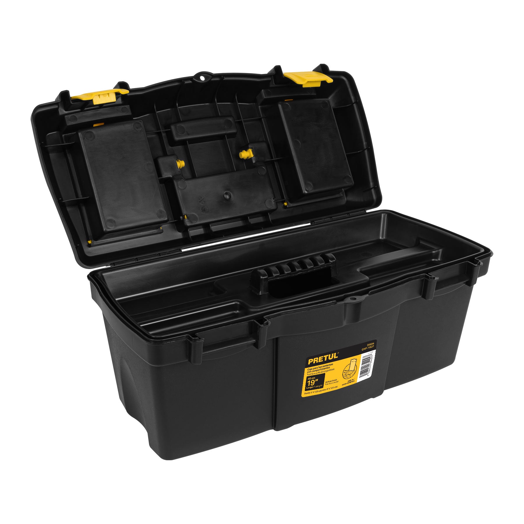 Caja para herramienta de 19" con compartimentos, PRETUL