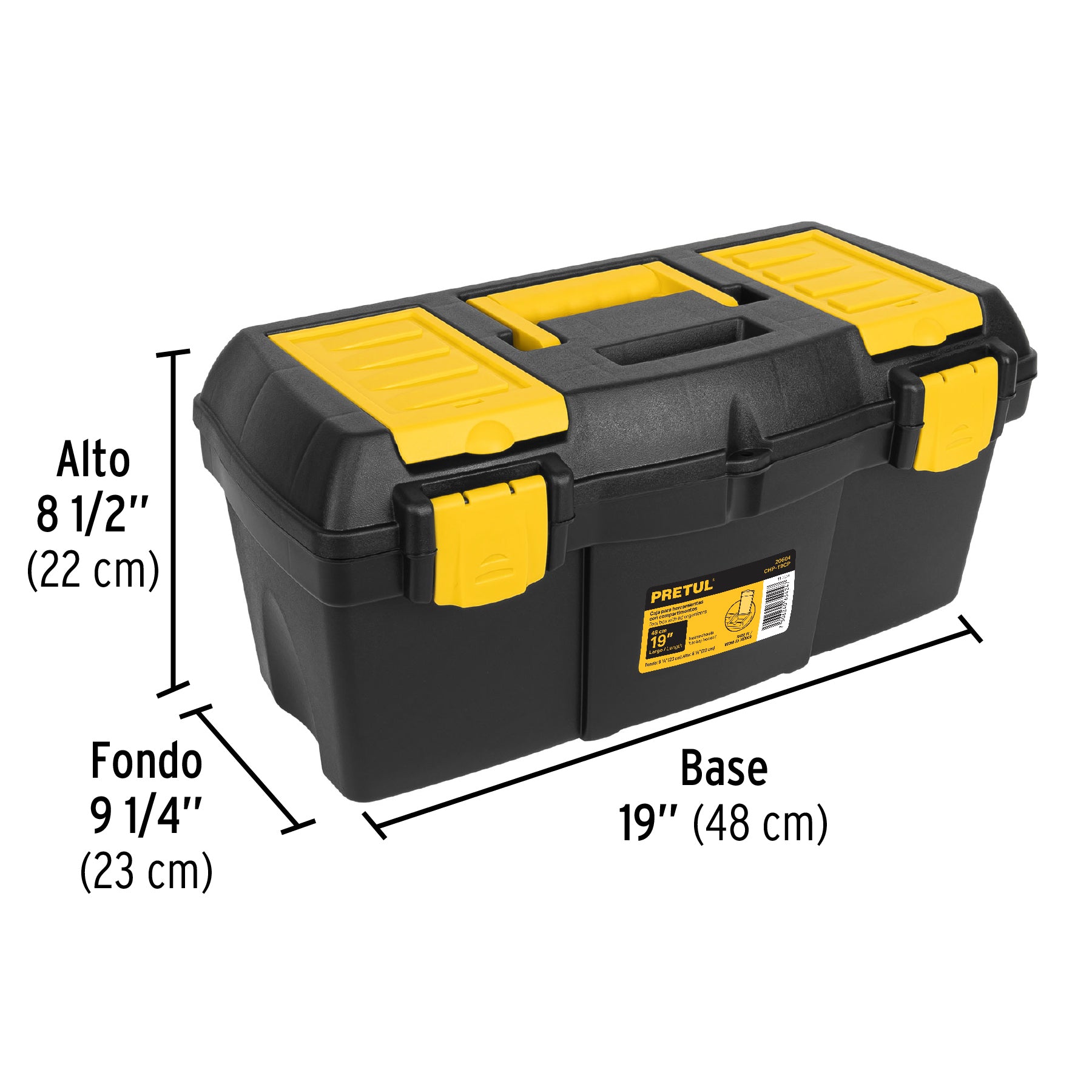 Caja para herramienta de 19" con compartimentos, PRETUL